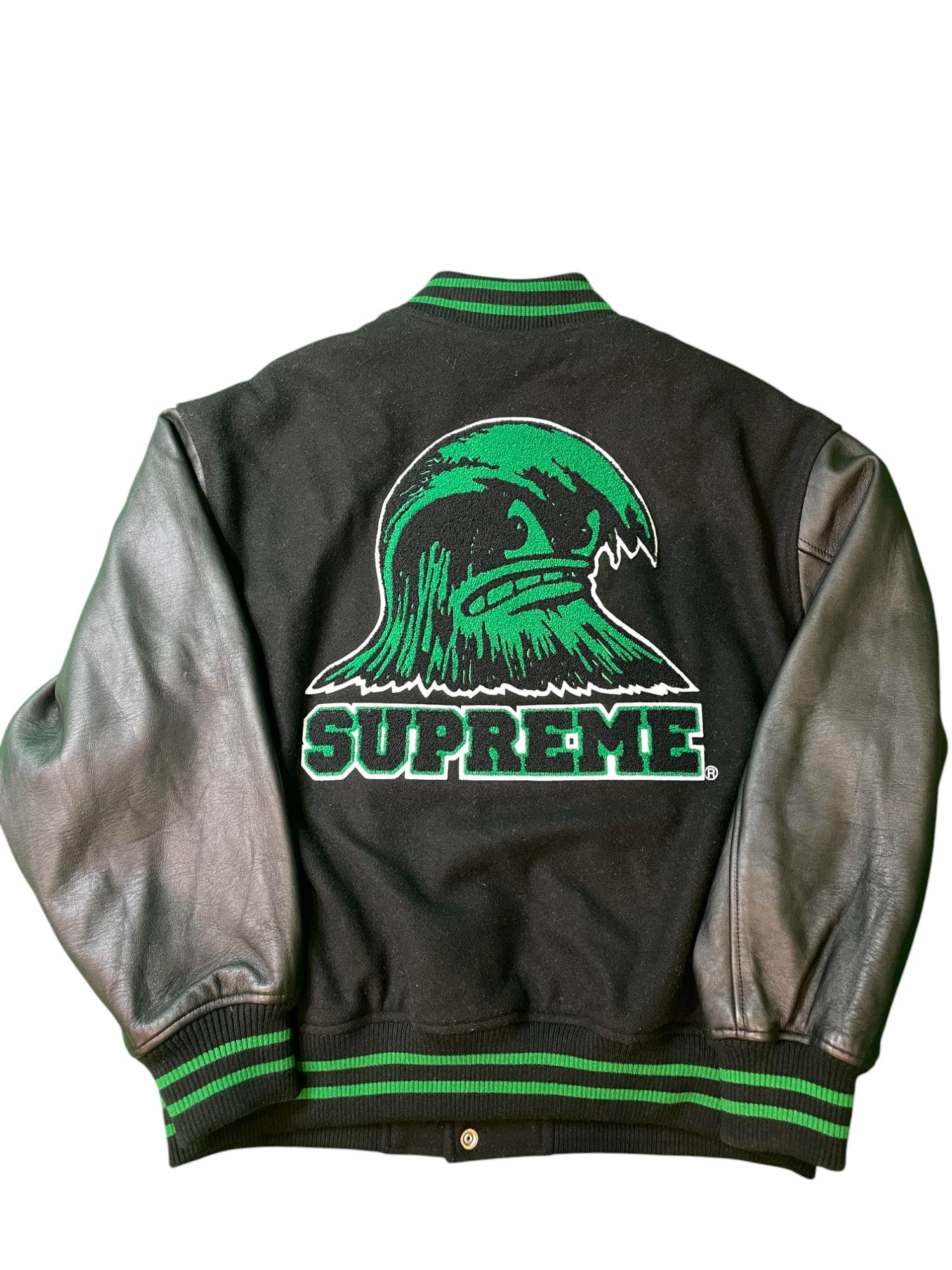 Supreme "Wave" Black & Green Varsity Jacket