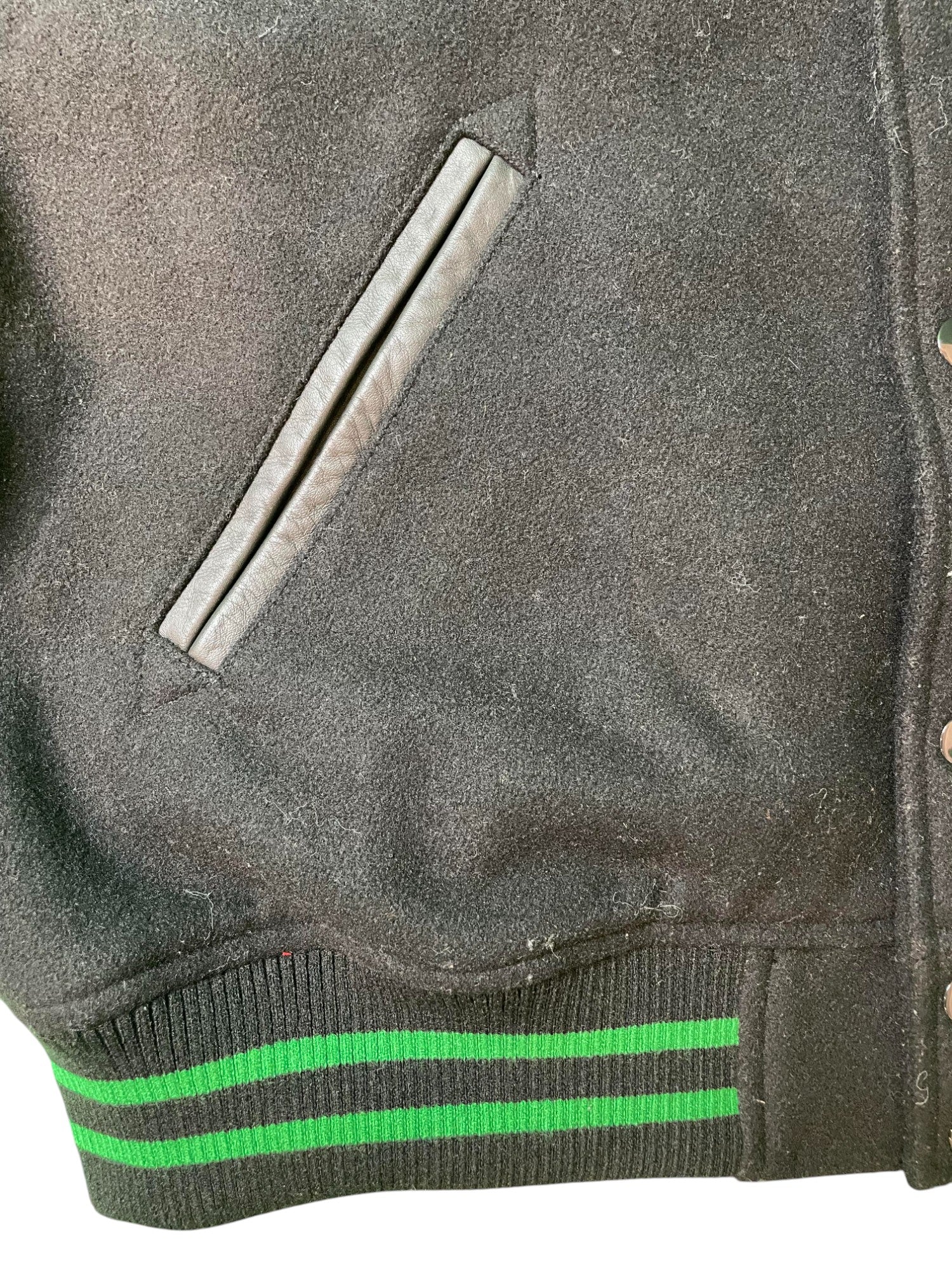 Supreme "Wave" Black & Green Varsity Jacket