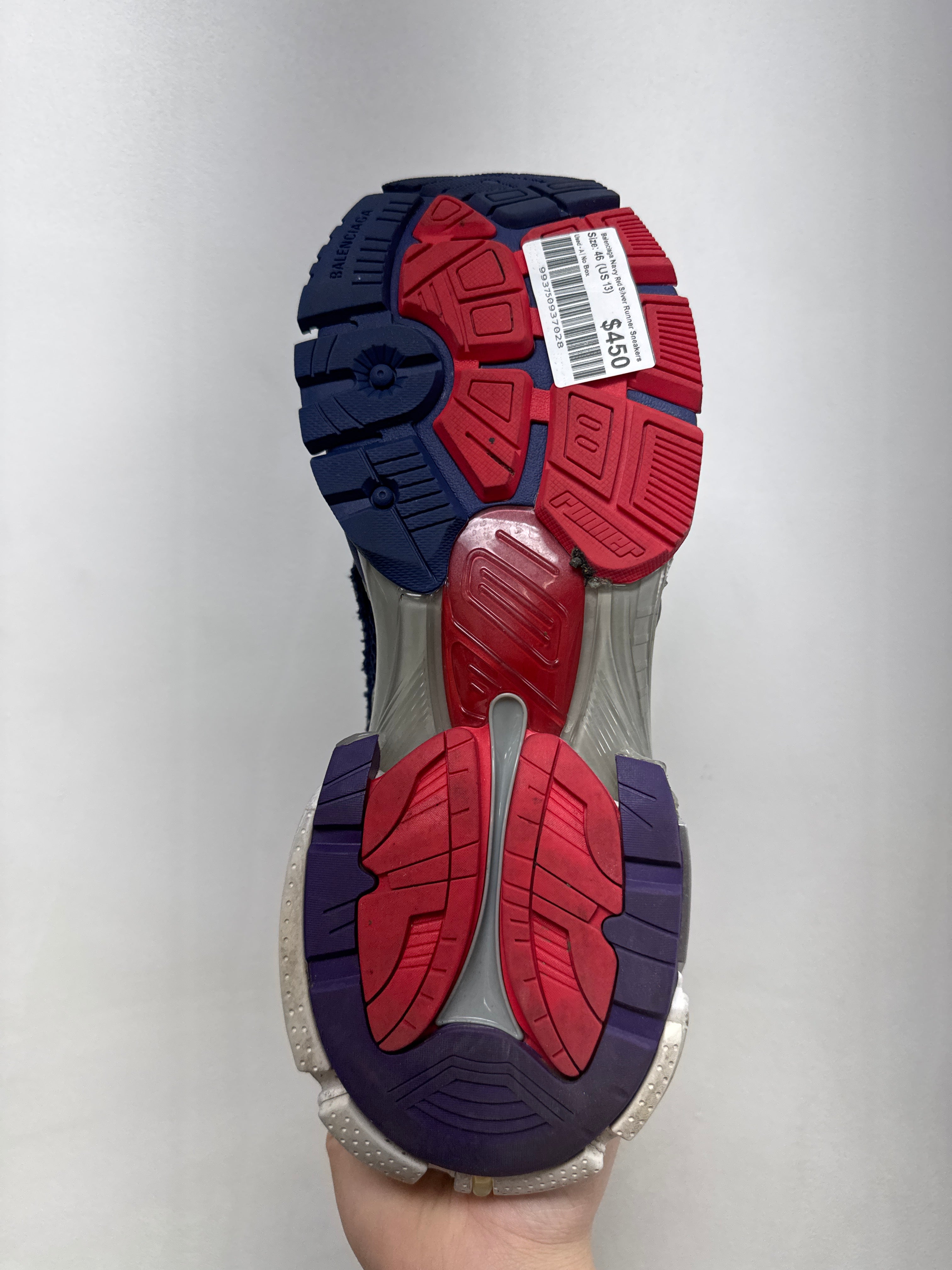 Balenciaga Navy Red Silver Runner Sneakers