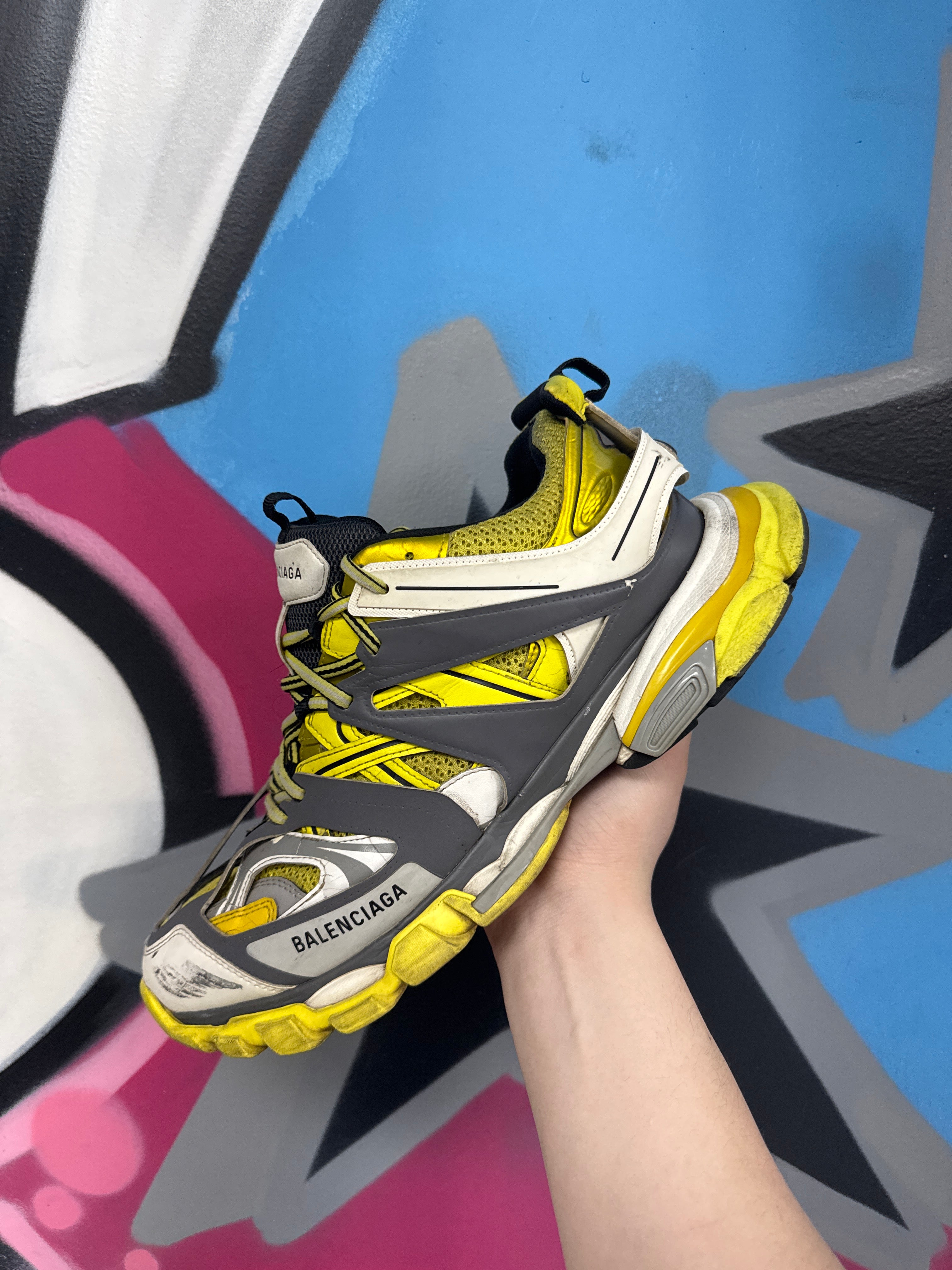 Balenciaga Grey Yellow Track Sneakers