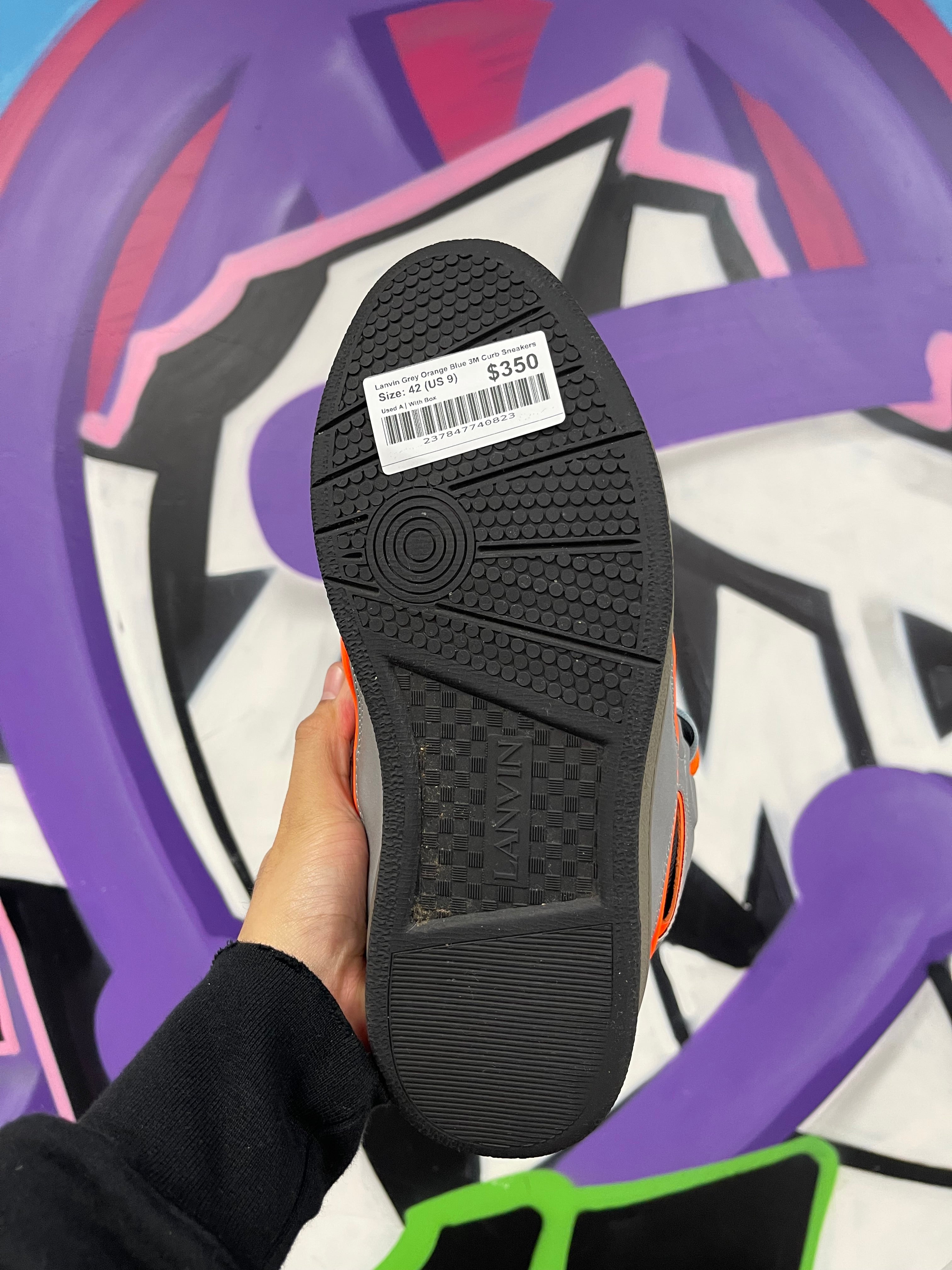 Lanvin Grey Orange Blue 3M Curb Sneakers