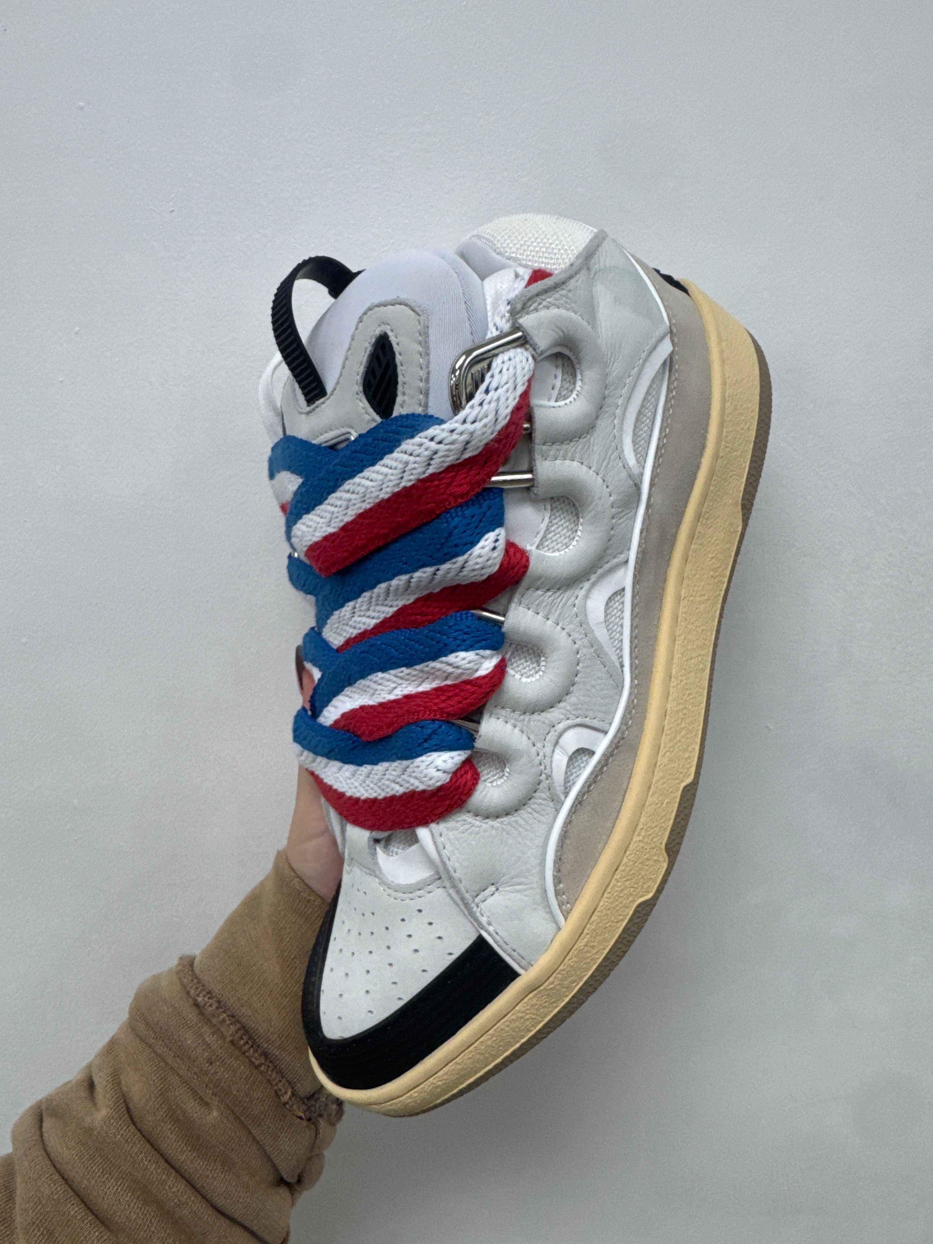 Lanvin White RWB Curb Sneakers