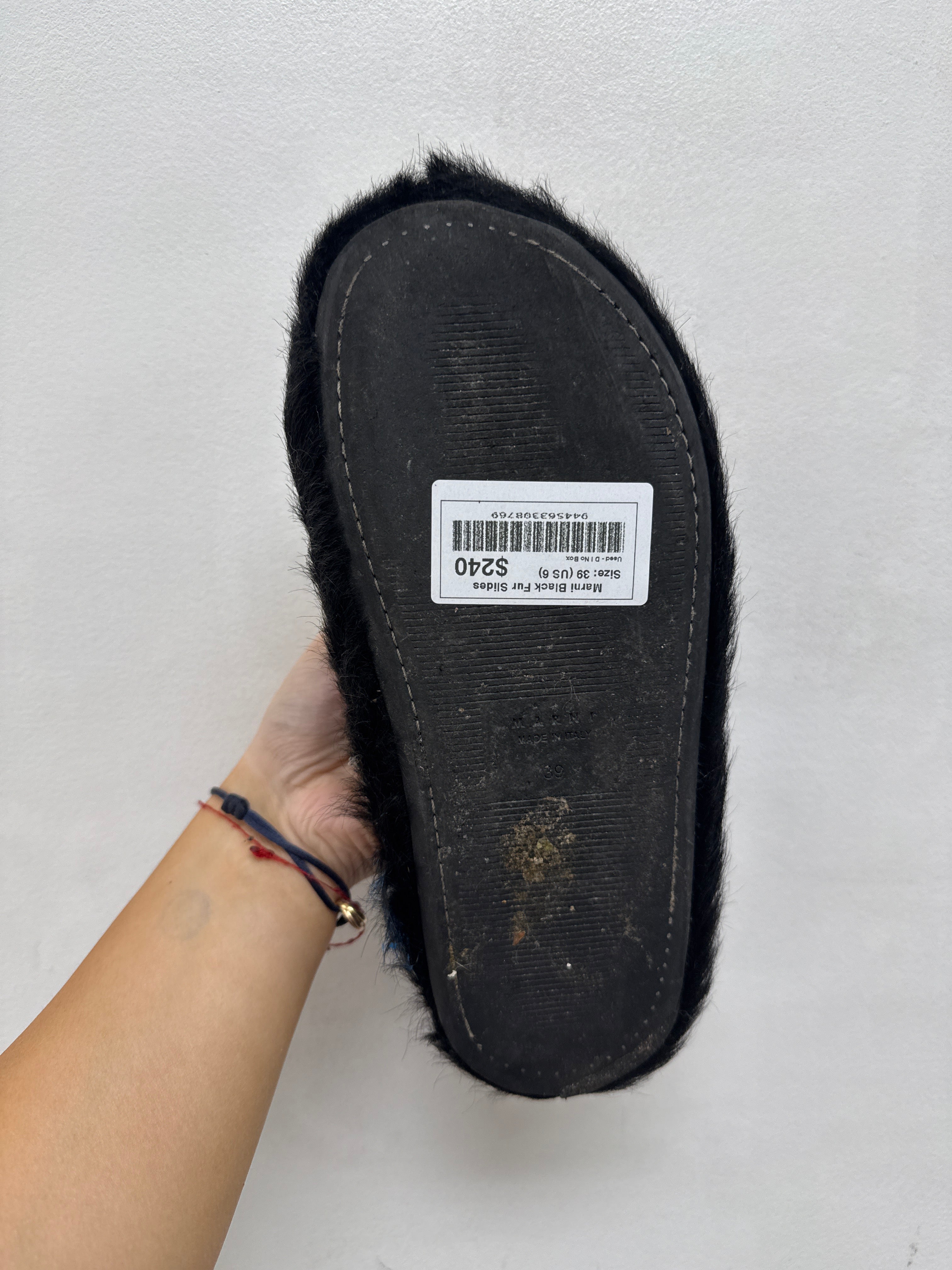 Marni Black Fur Slides