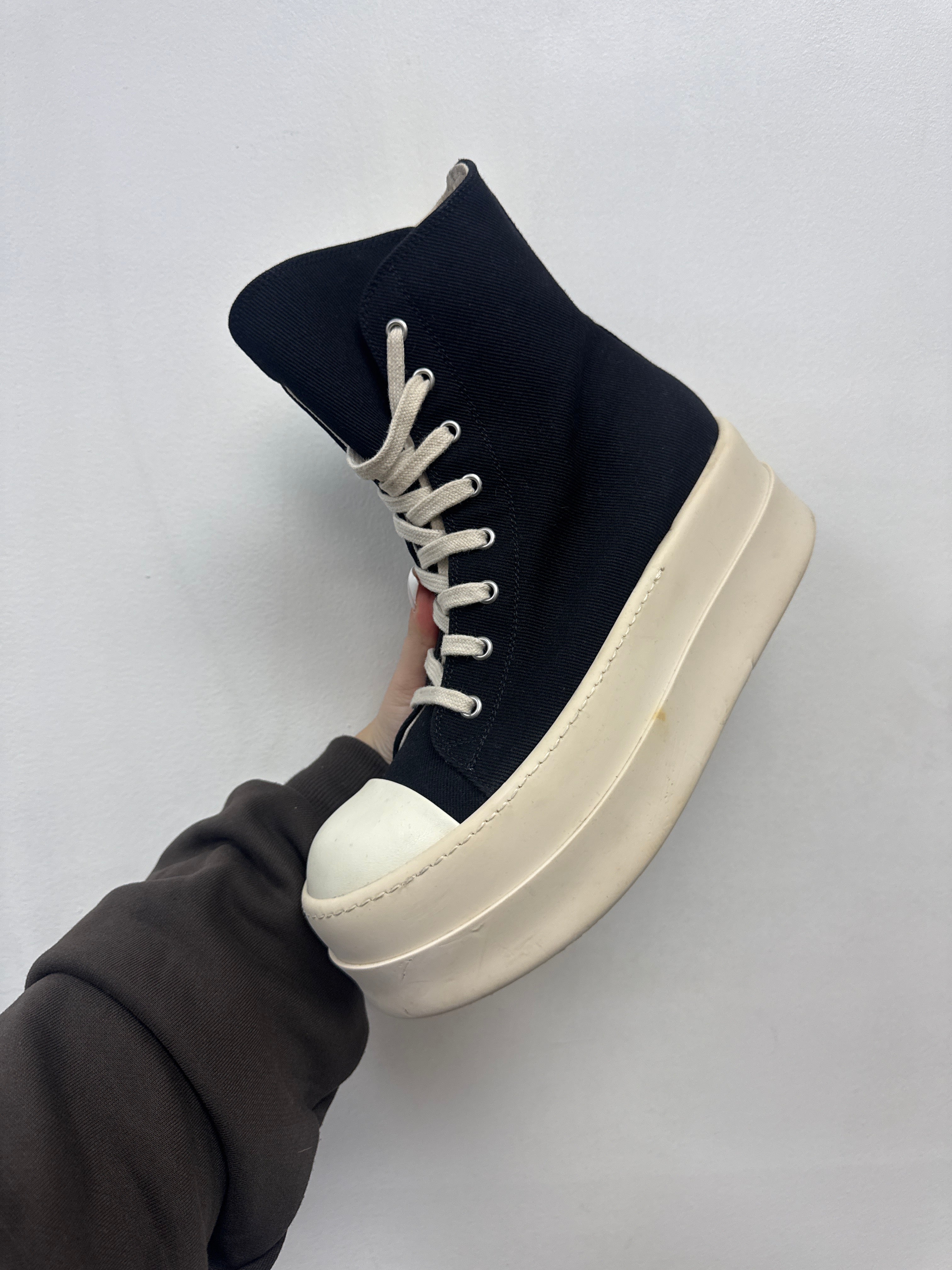 Rick Owens Black White Mega Bumper Sneakers Used No Box