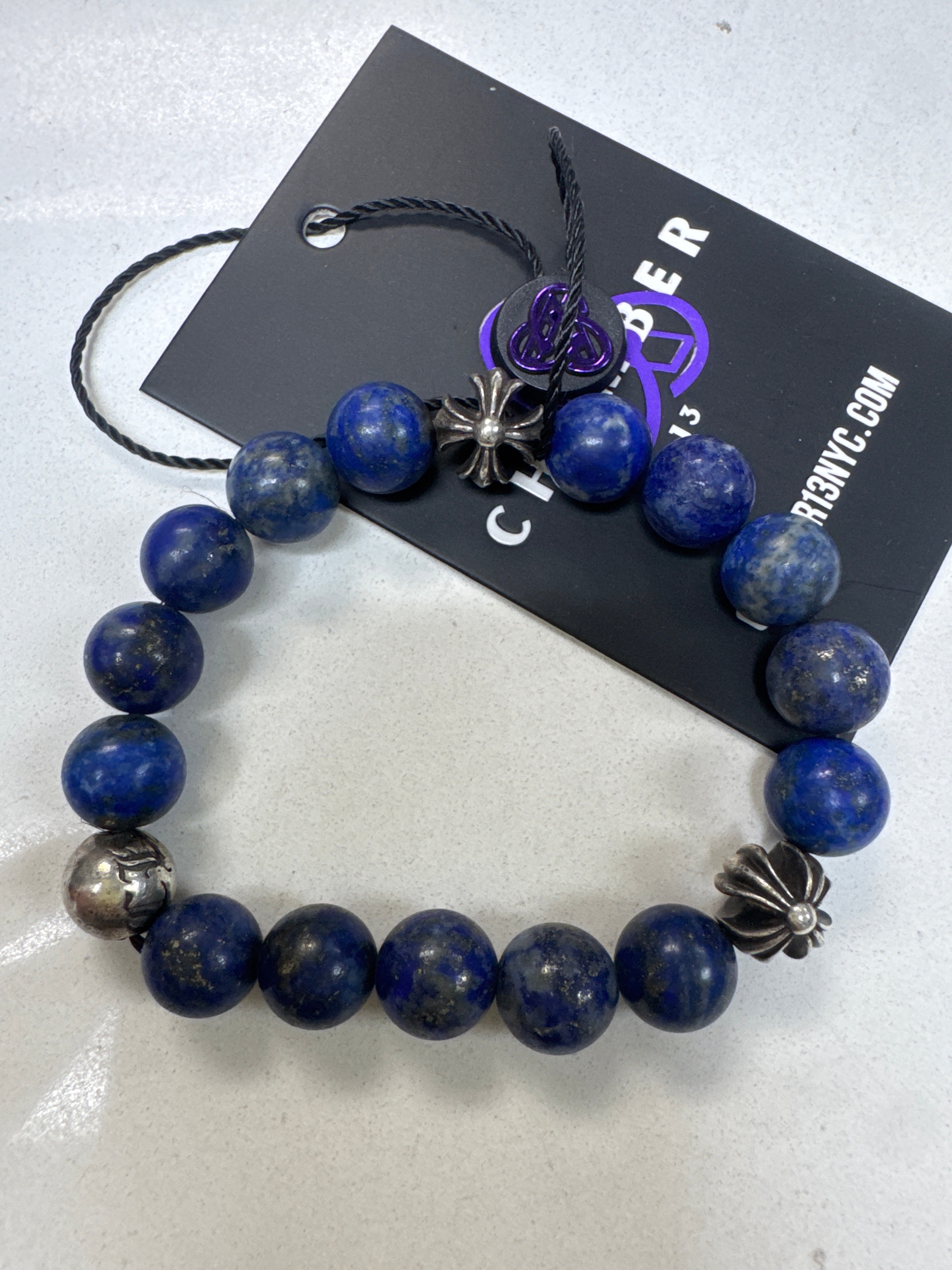 Chrome Hearts Blue 3 Pc Bead Bracelet