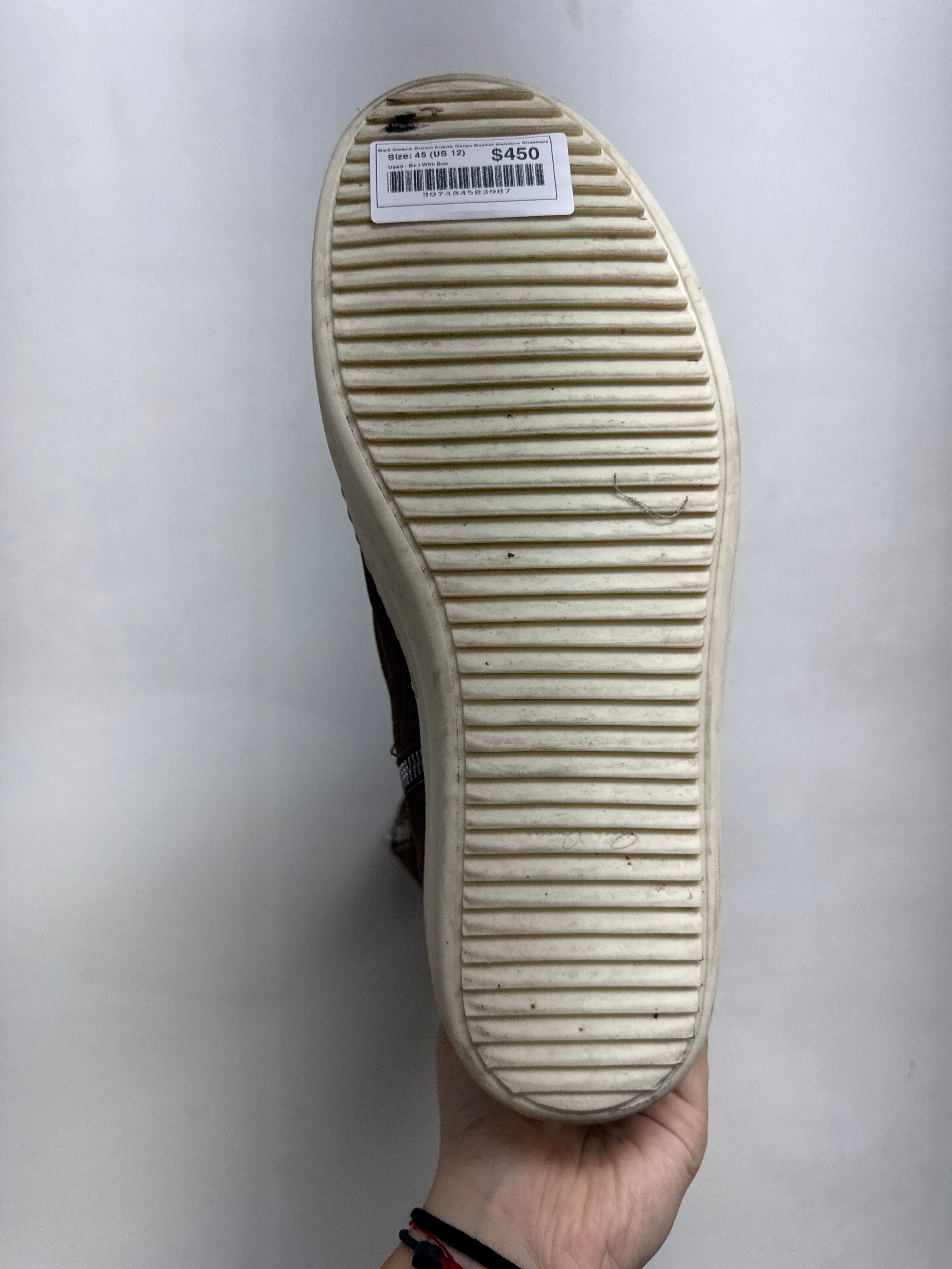 Rick Owens Brown Suede Cargo Basket Mainline Sneakers