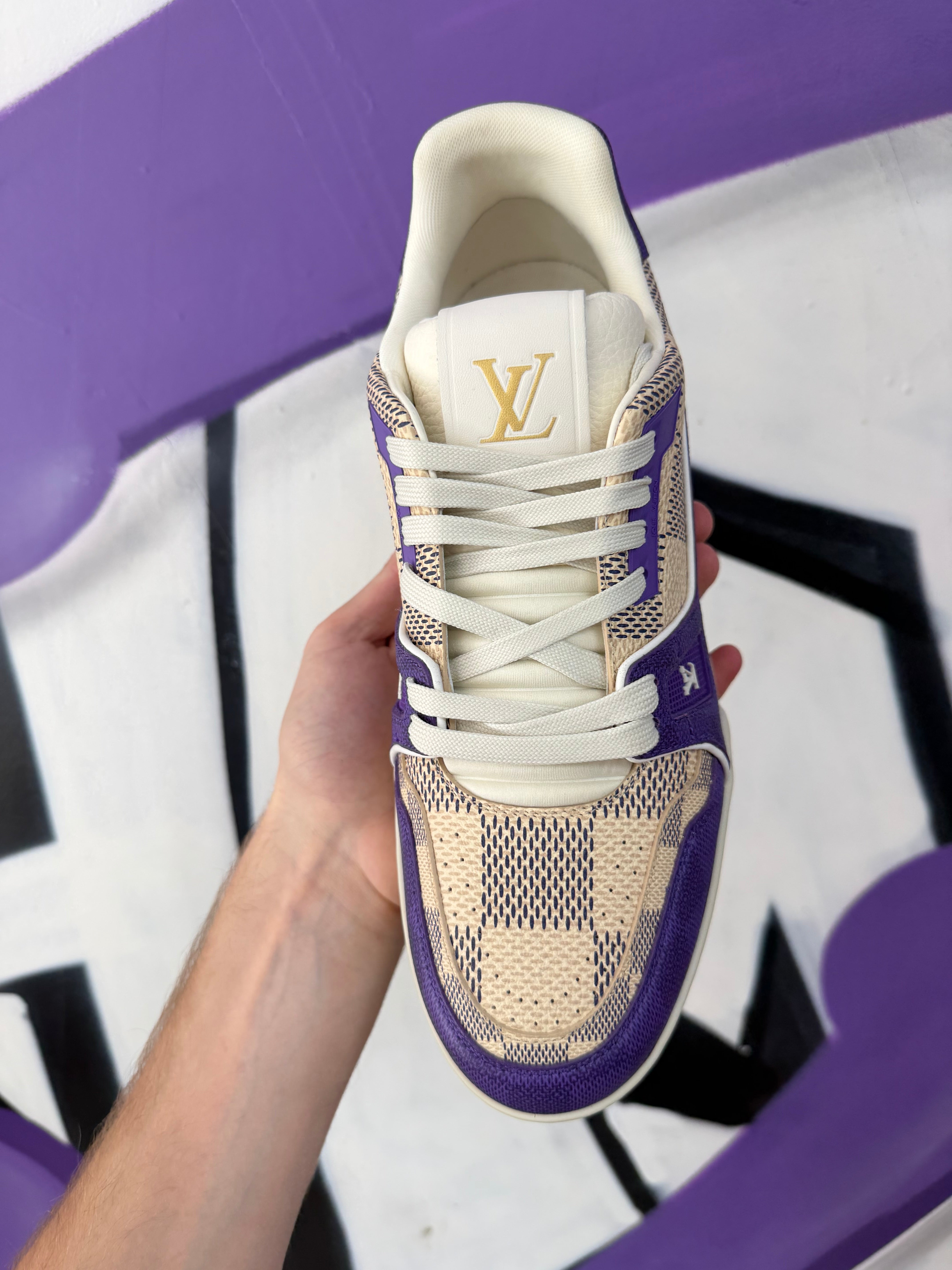 Louis Vuitton Cream Purple 54 Sneakers