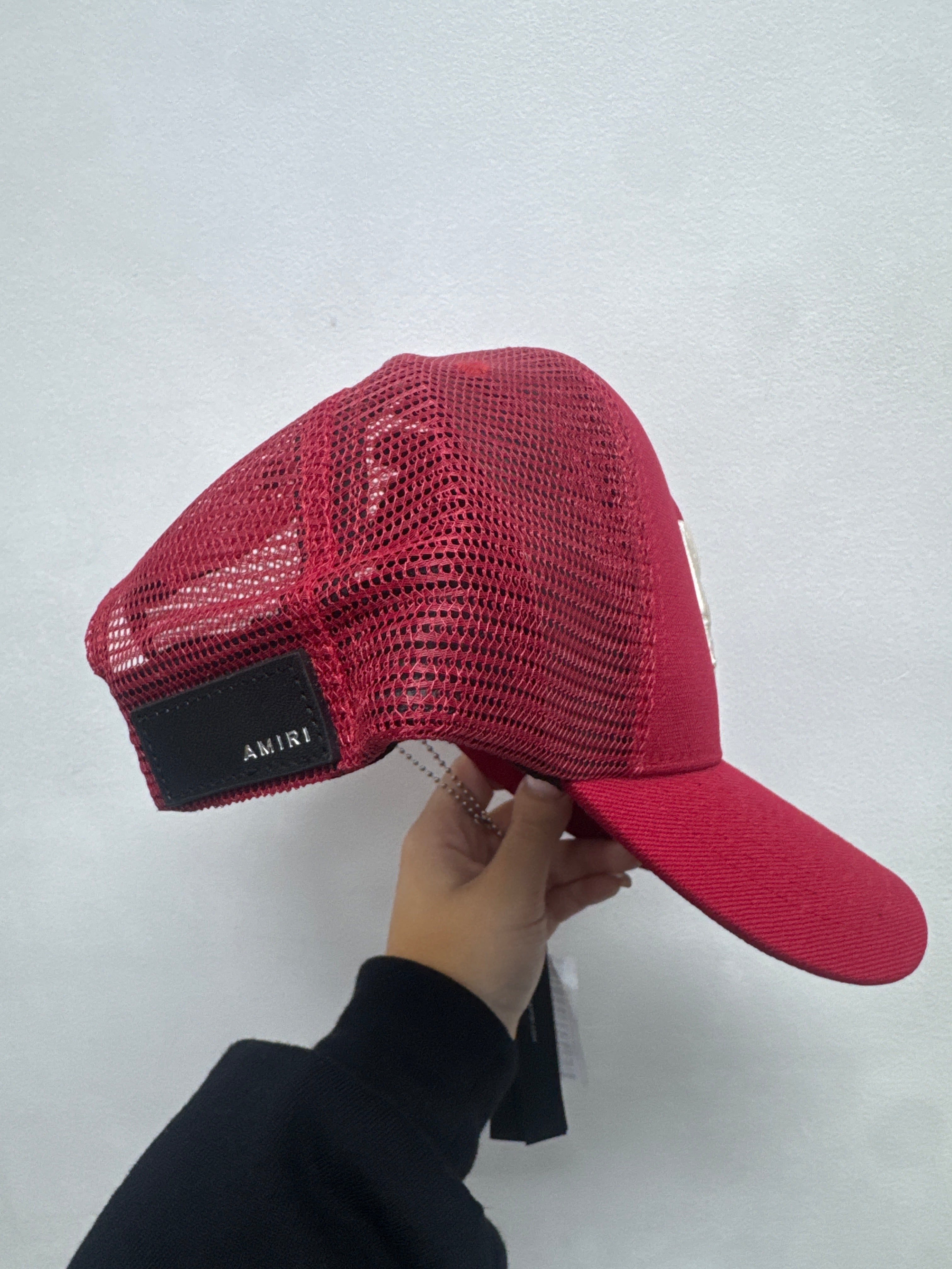 Amiri Red Cream MA Logo Trucker Hat