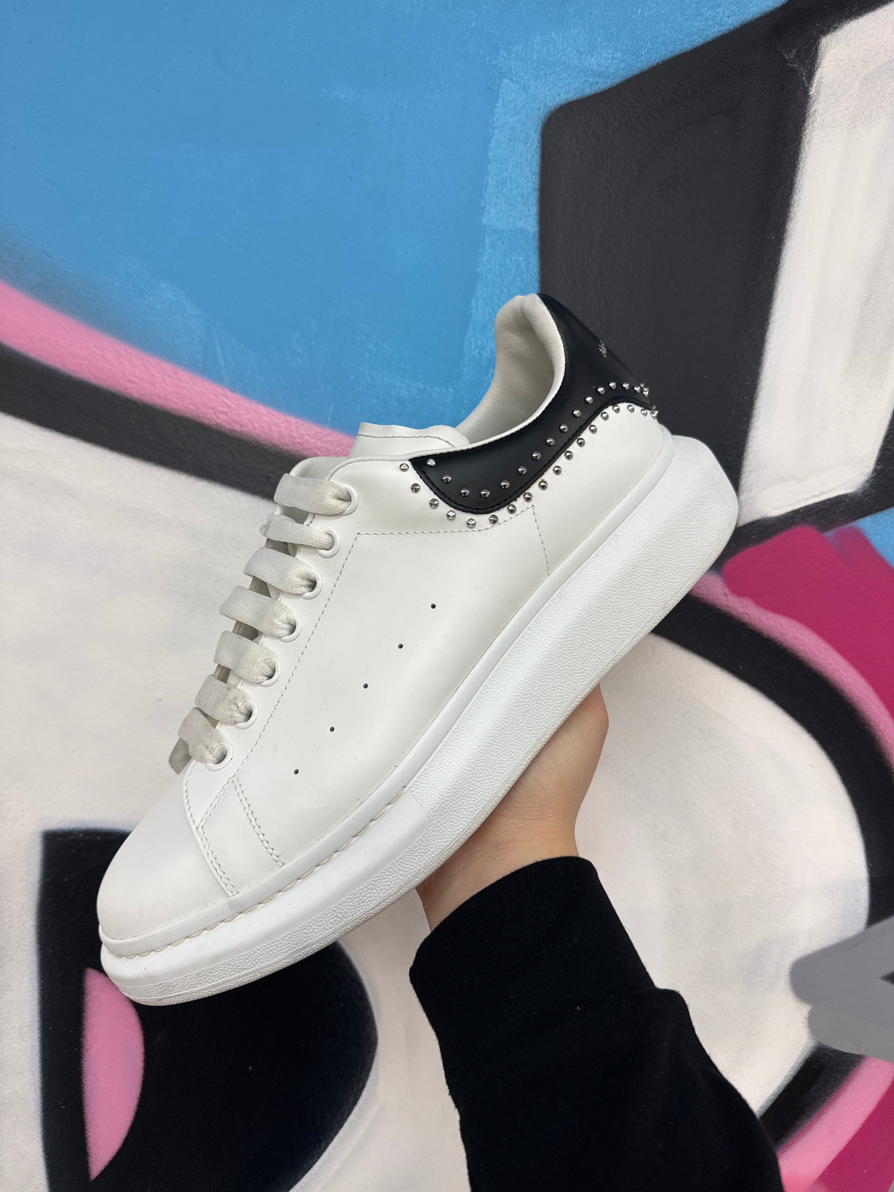 Alexander Mcqueen White Black Studded Sneakers