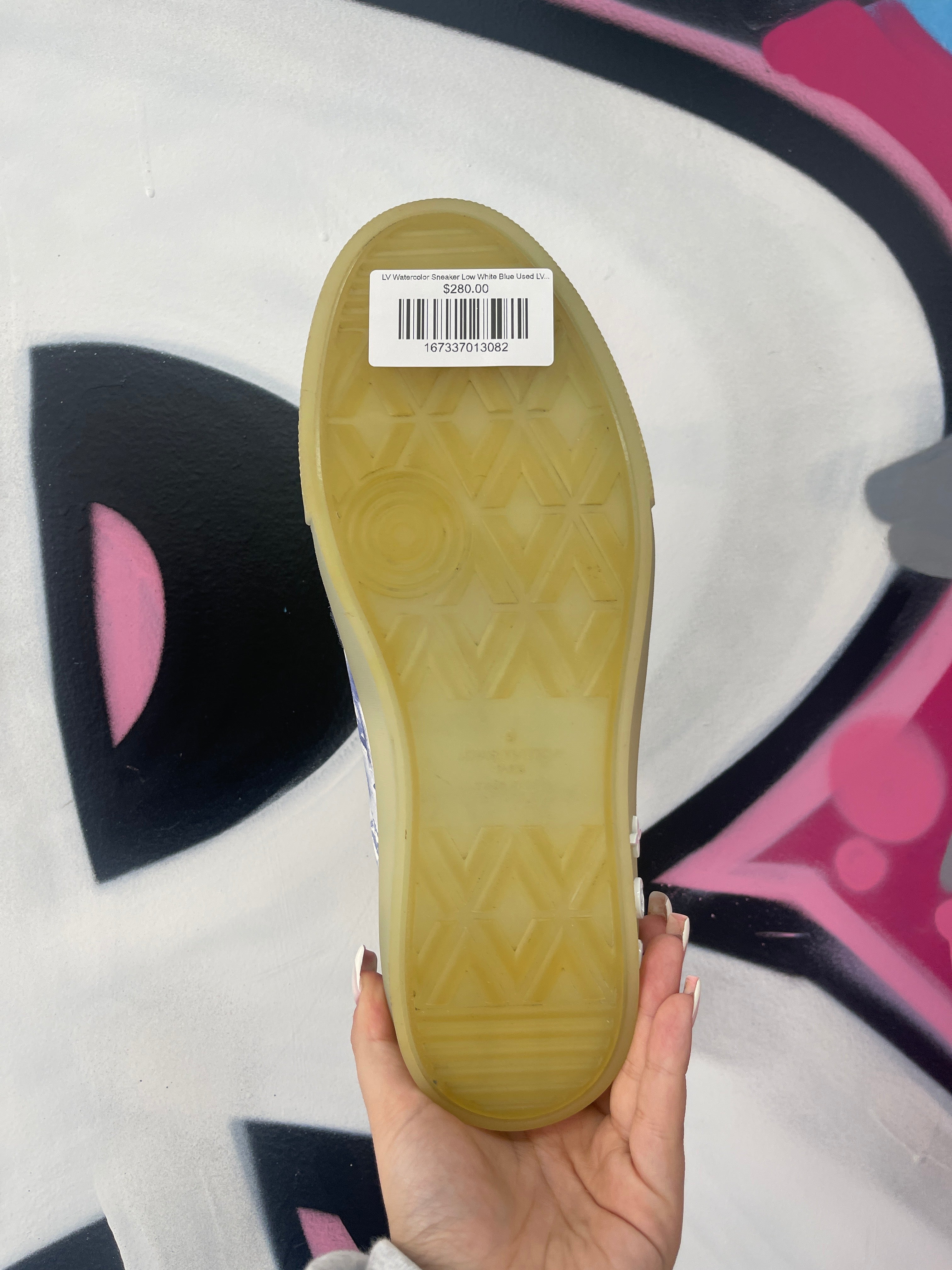 LV Watercolor Sneaker Low White Blue Used LV8 (US 9.5) No Box