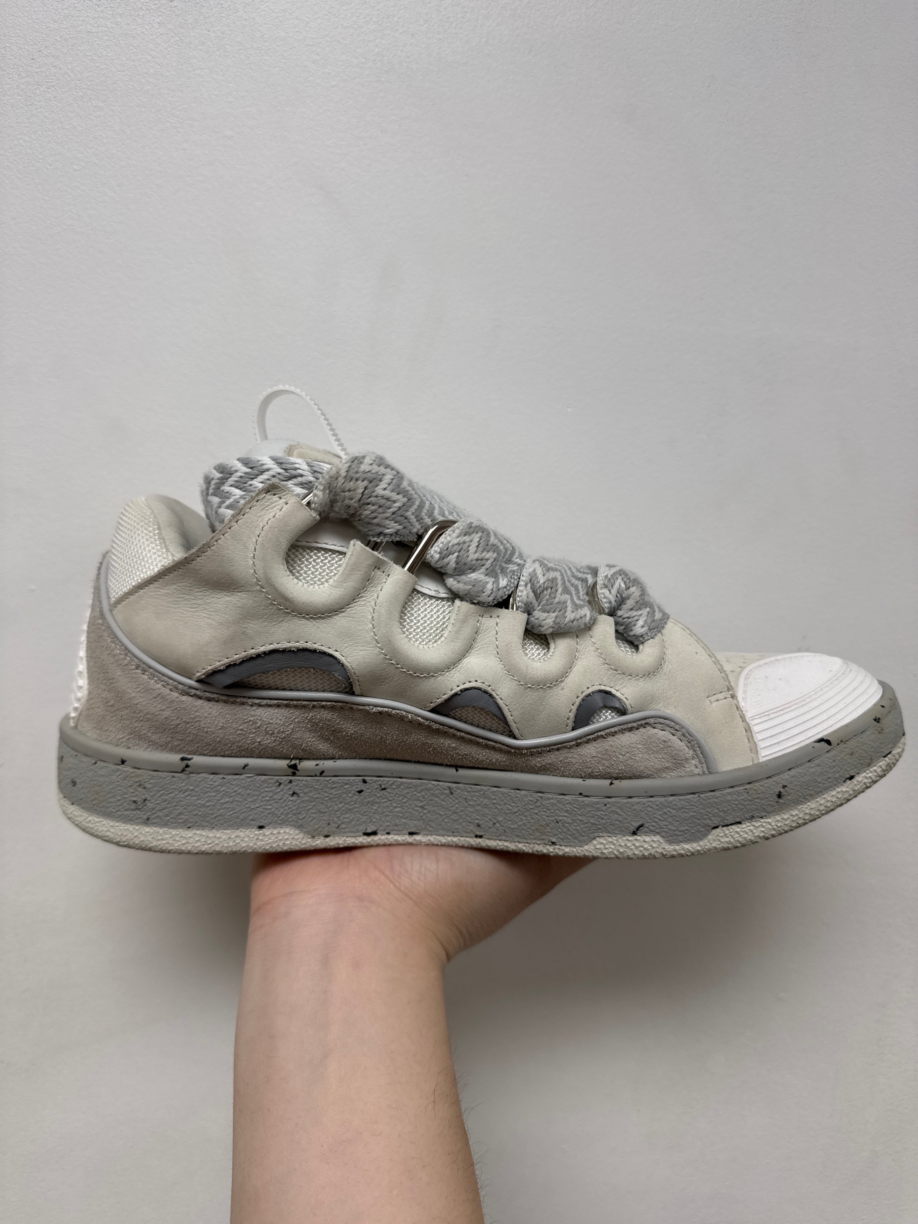 Lanvin Grey White Splatter Curb Sneakers