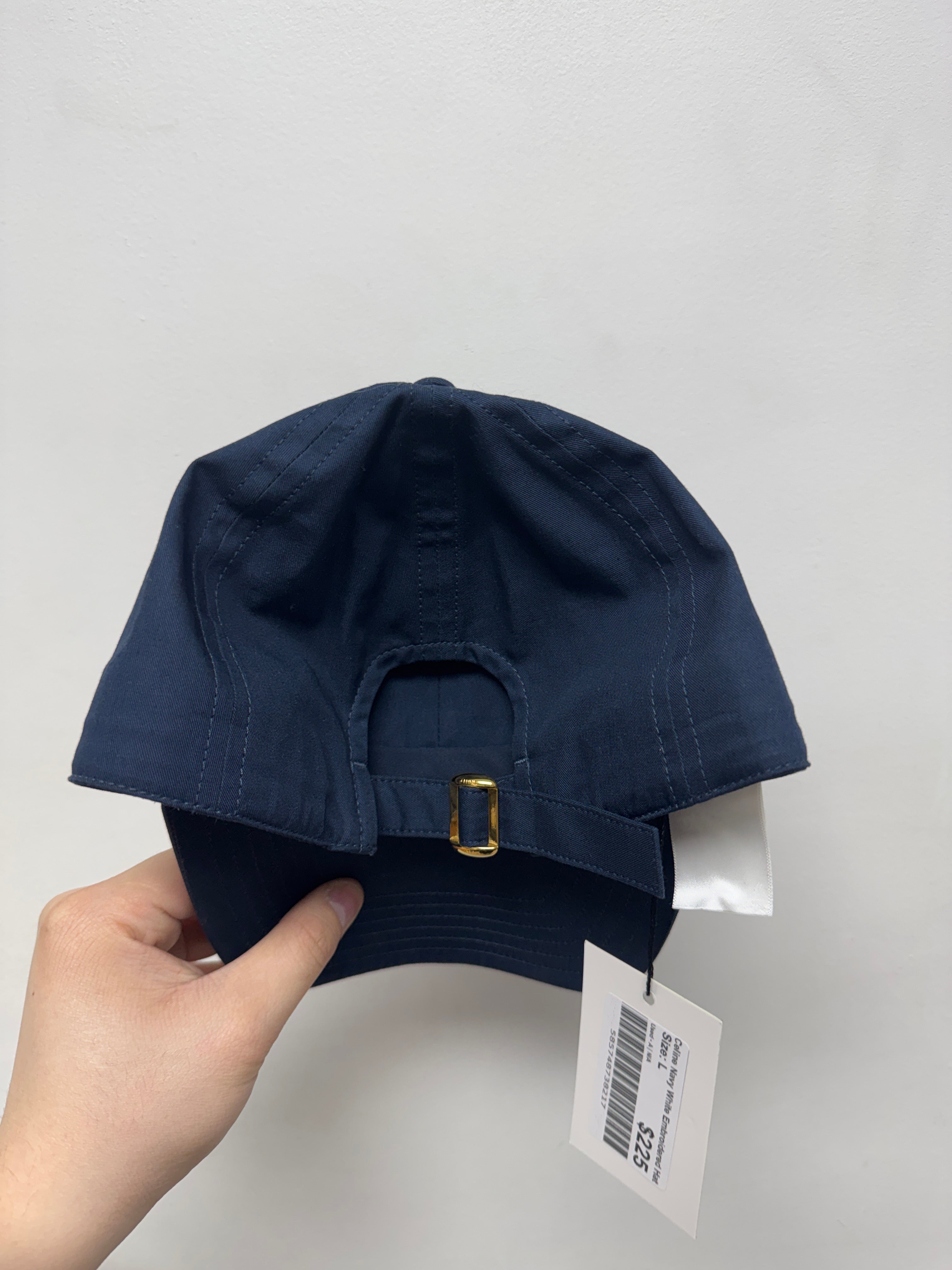Celine Navy White Embroidered Hat