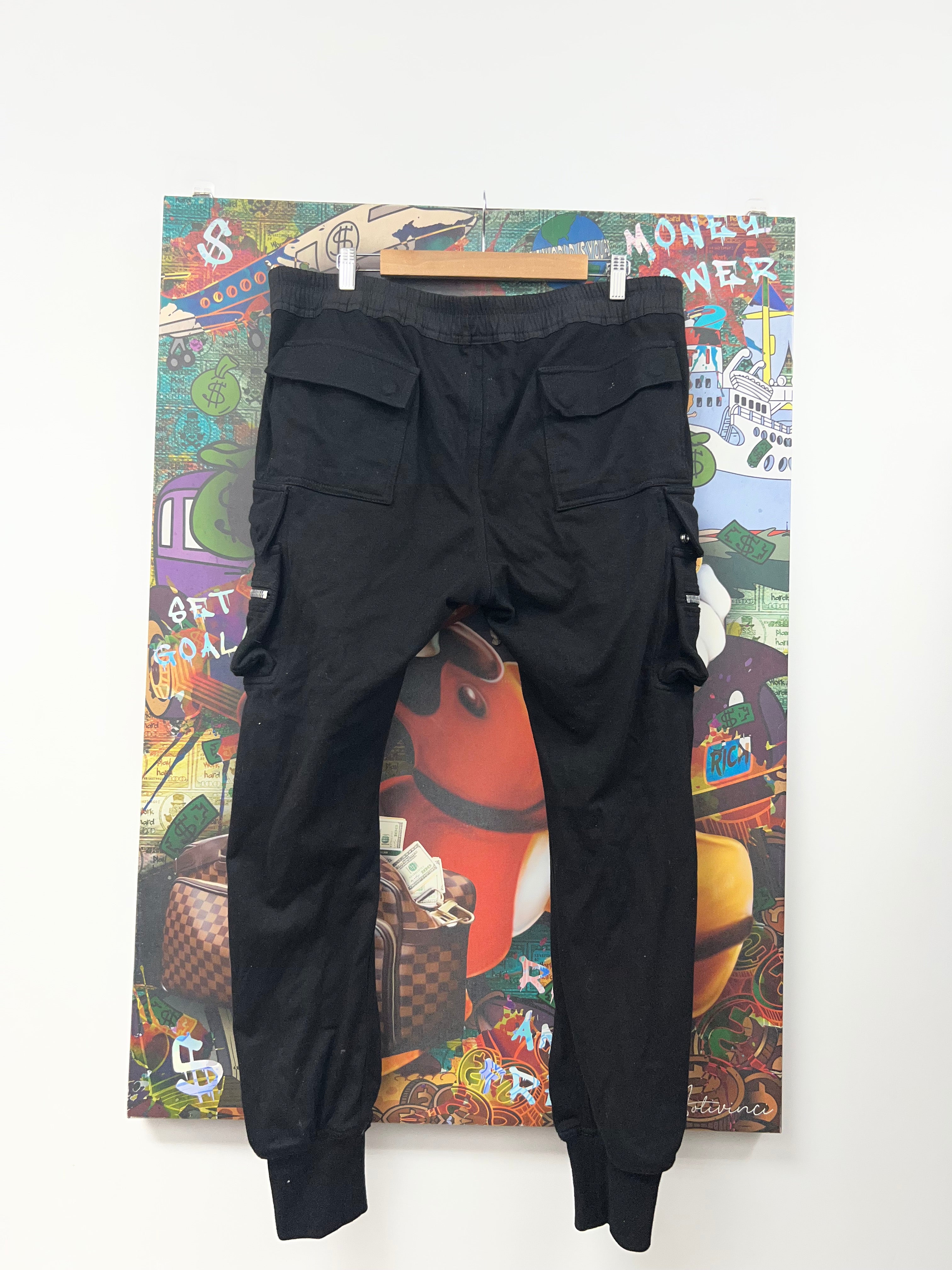 Rick Owens Black Zipper Cargo Sweats