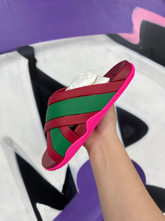 Gucci Slides Red Green  New 6 With Box