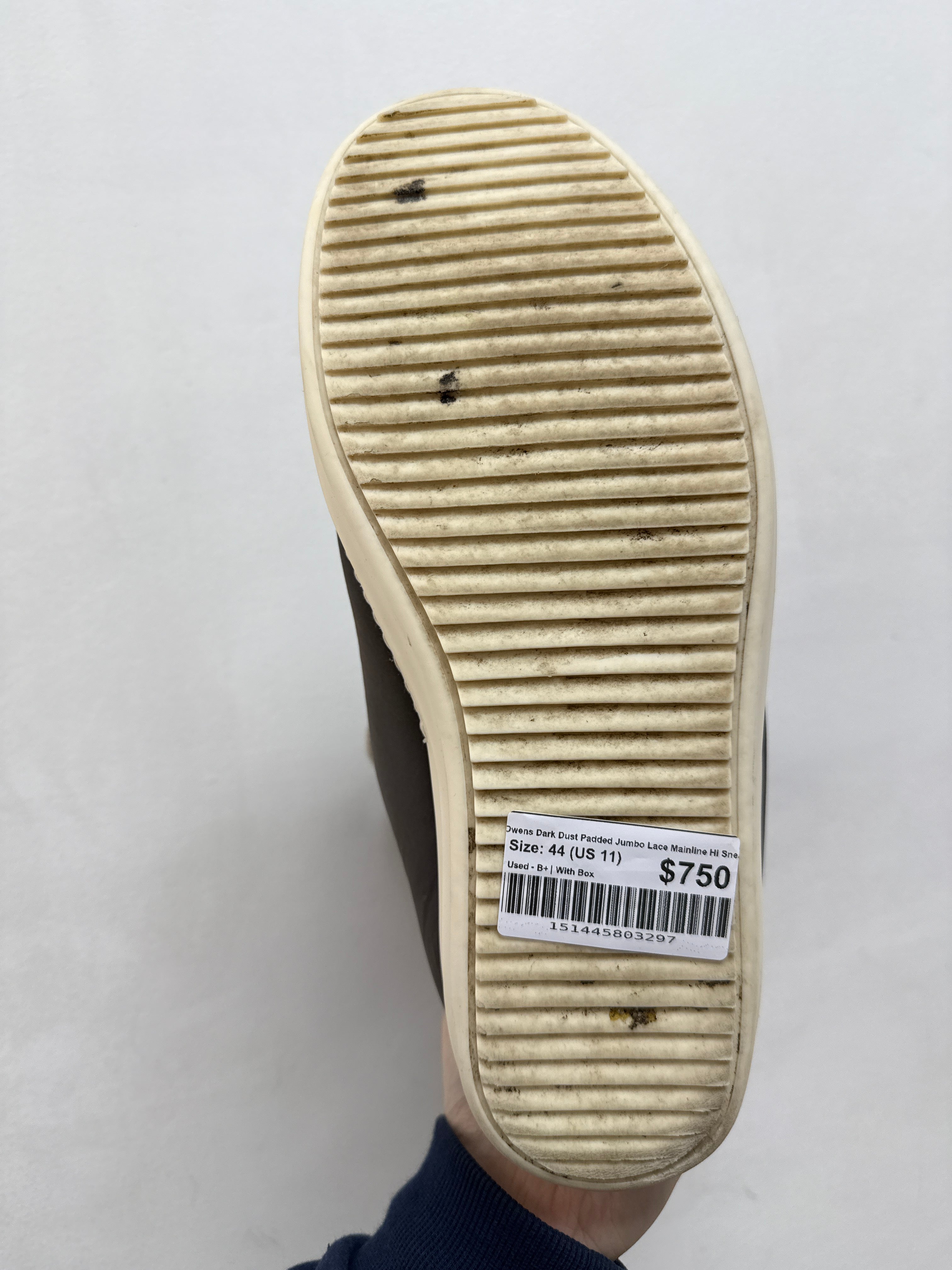 Rick Owens Dark Dust Padded Jumbo Lace Mainline Hi Sneakers
