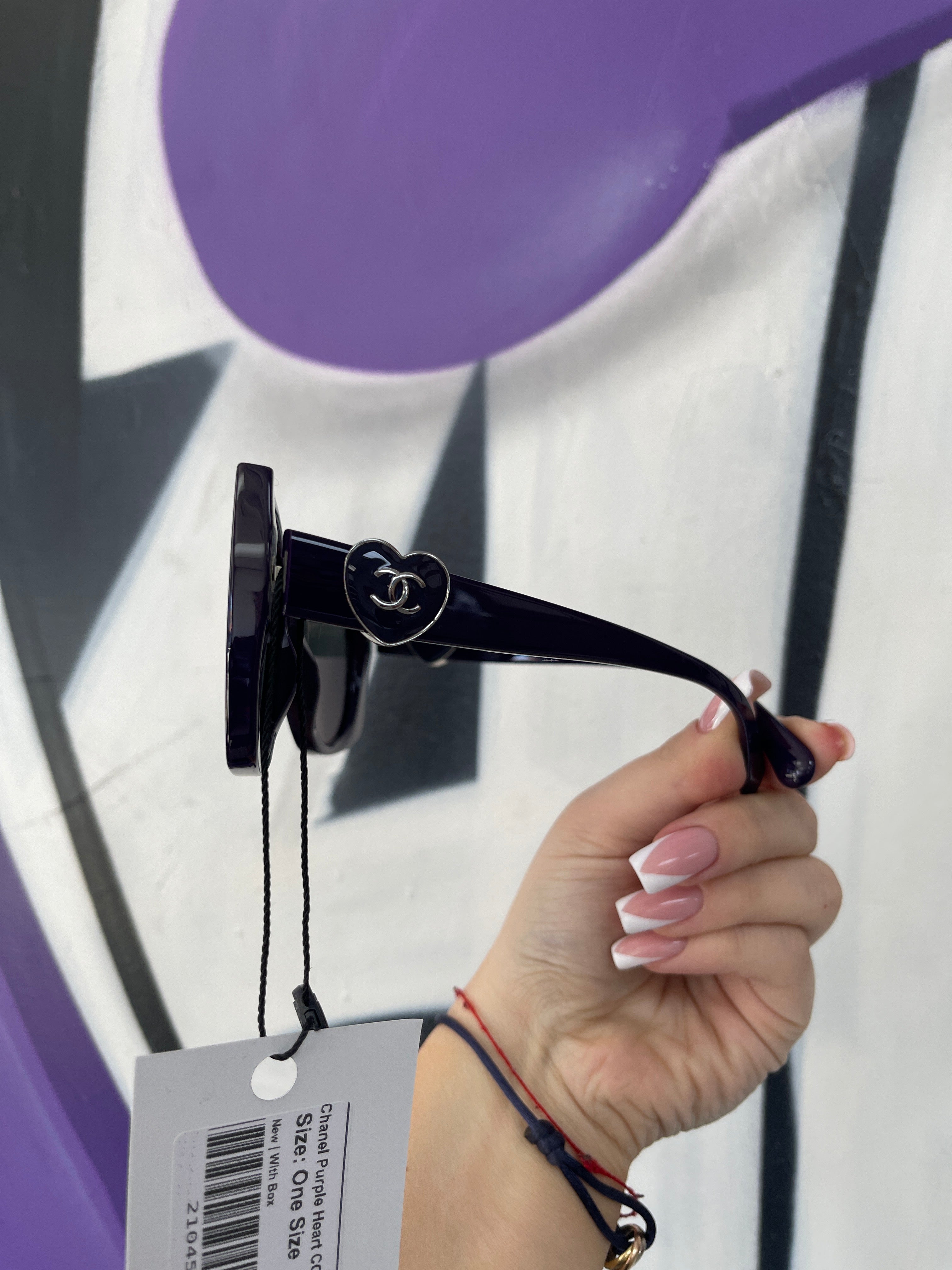 Chanel Purple Heart CC Logo Sunglasses