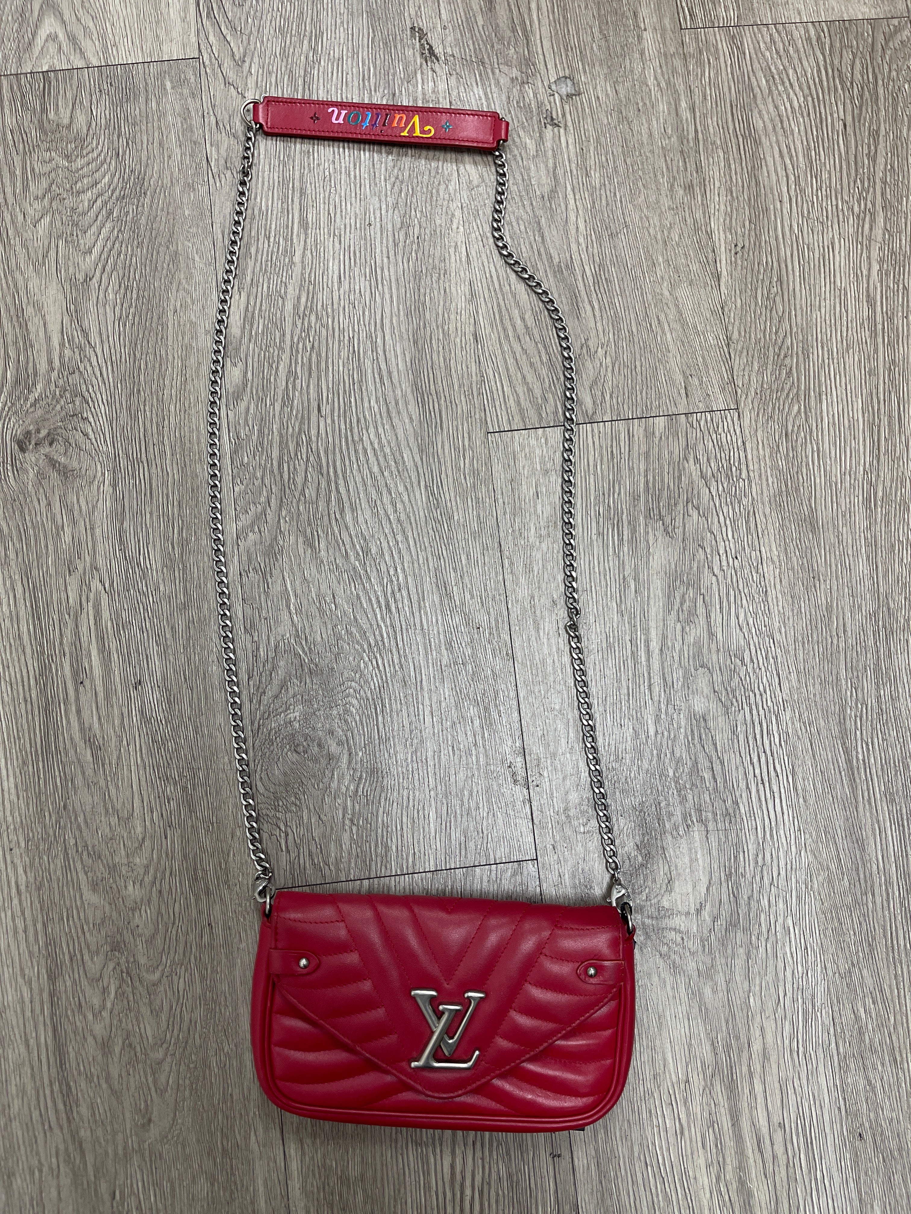 Louis Vuitton Red New Wave Quilted Leather Pouchette Chain Shoulder Bag