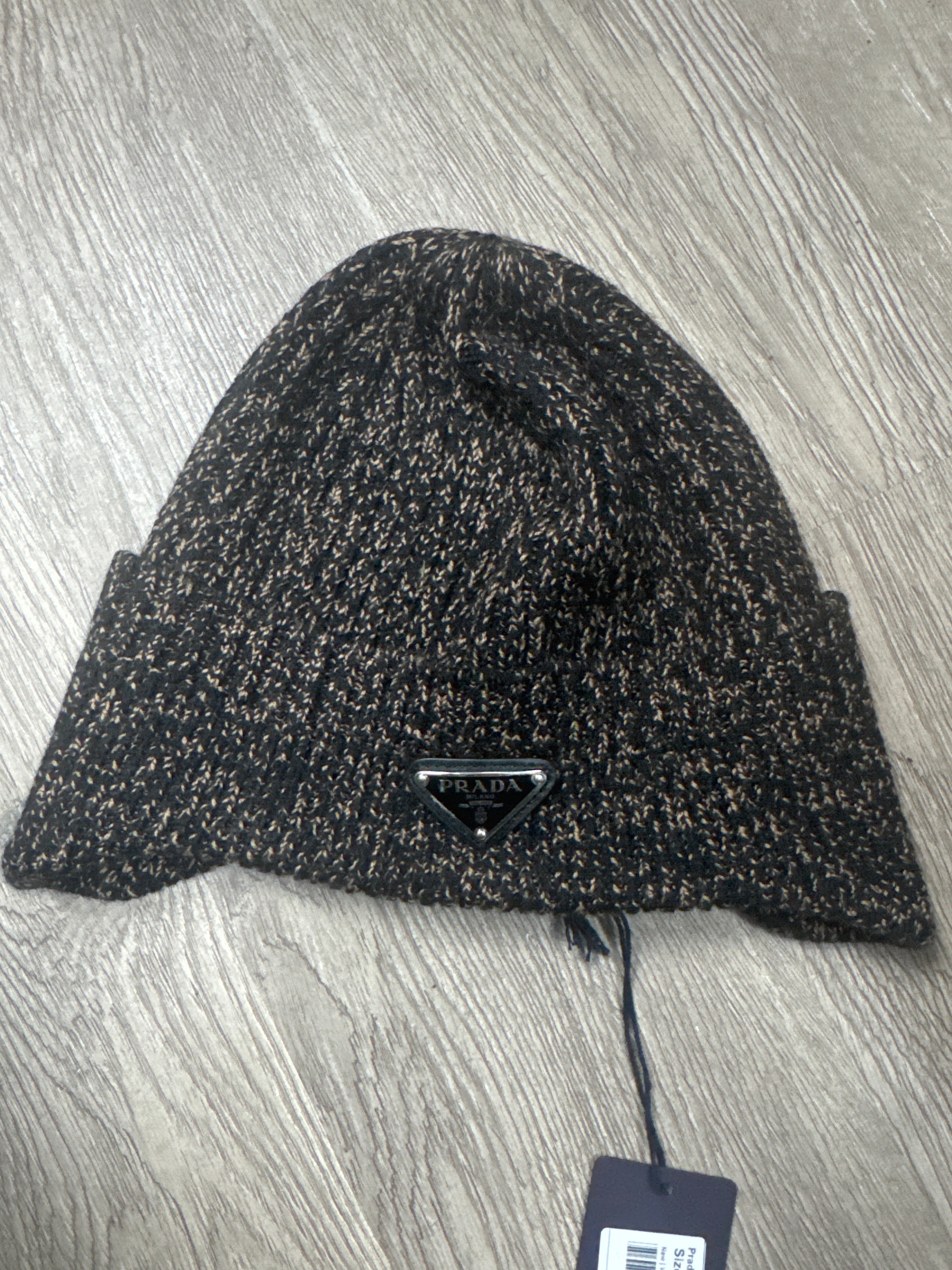 Prada Melange Wool Plaque Beanie