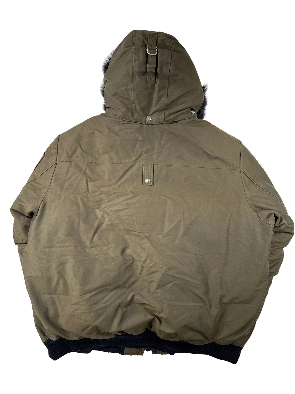 Moose Knuckles Olive Black Fur (Replacement Zipper) Bomber Jacket
