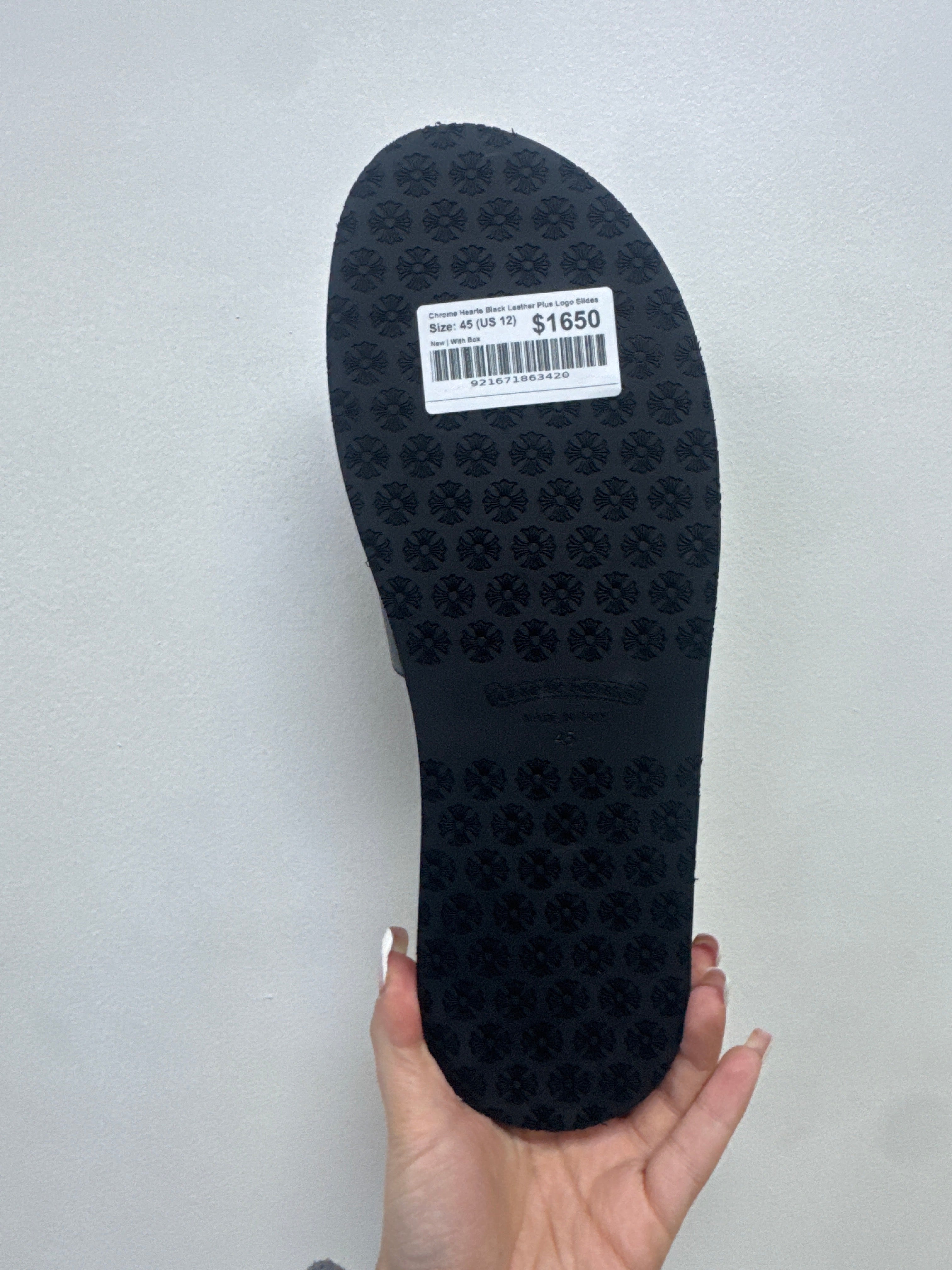 Chrome Hearts Black Leather Plus Logo Slides