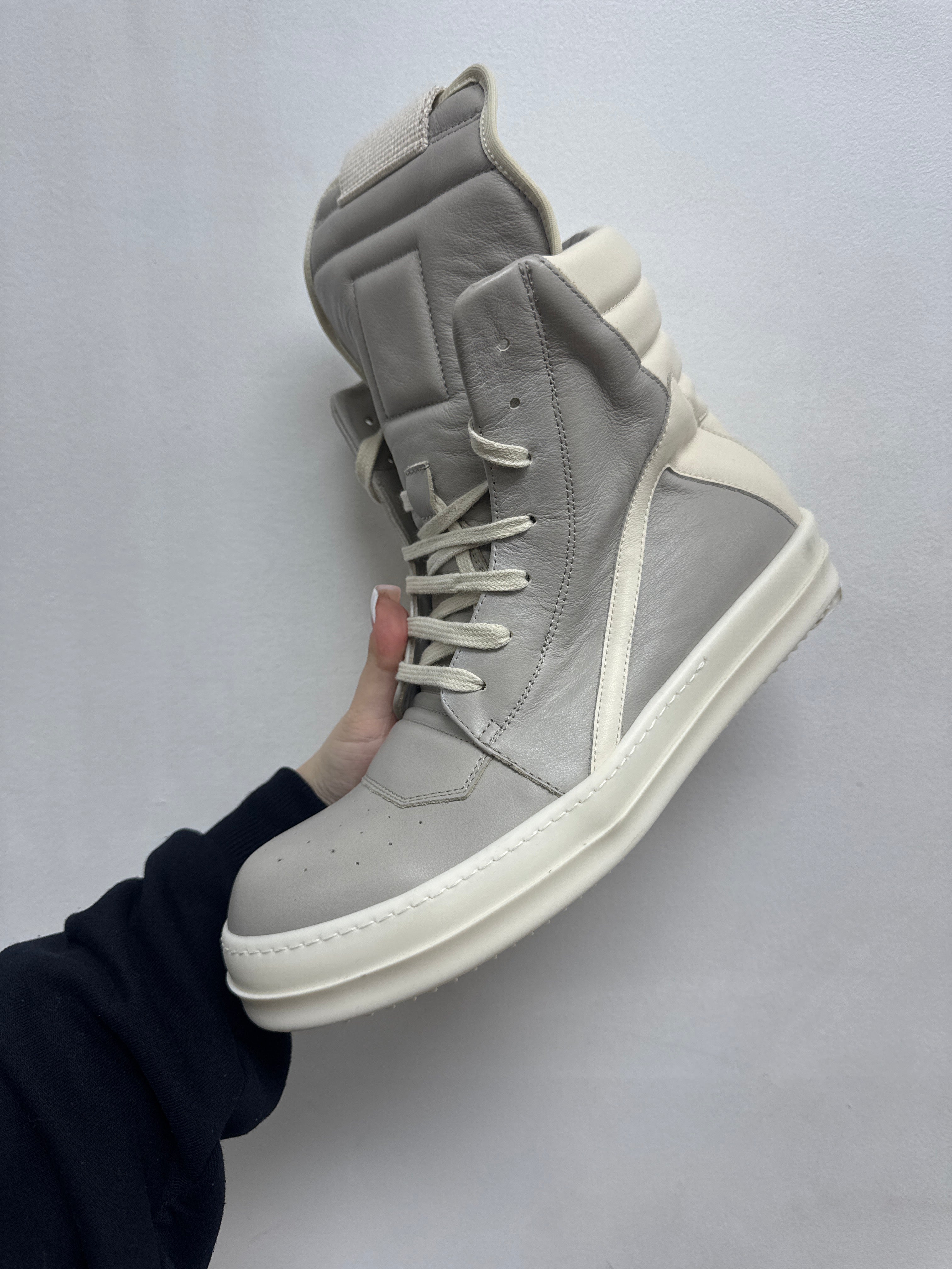 Rick Owens Geobasket Pearl Milk Sneakers