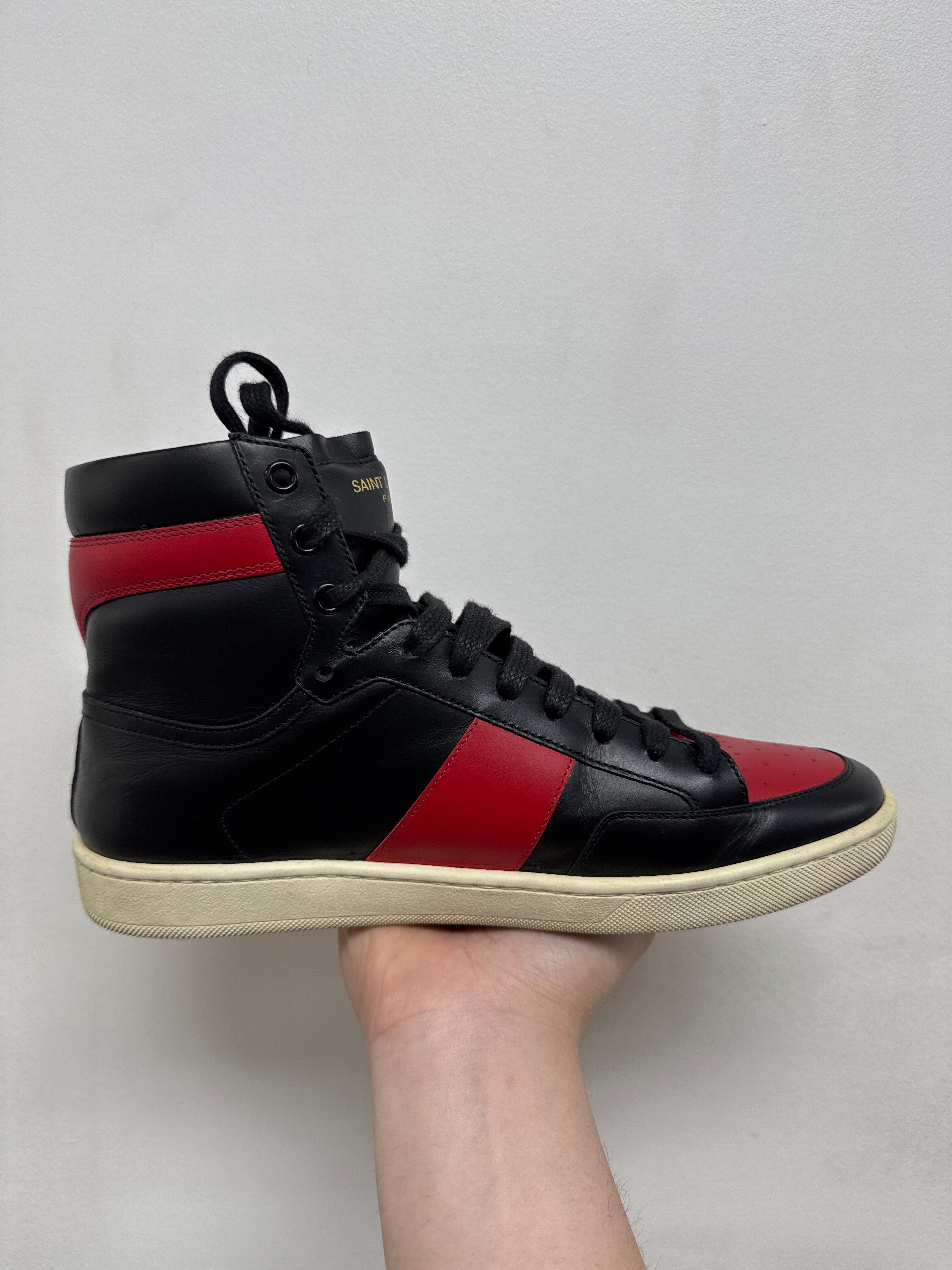 YSL Black Red High Sneakers