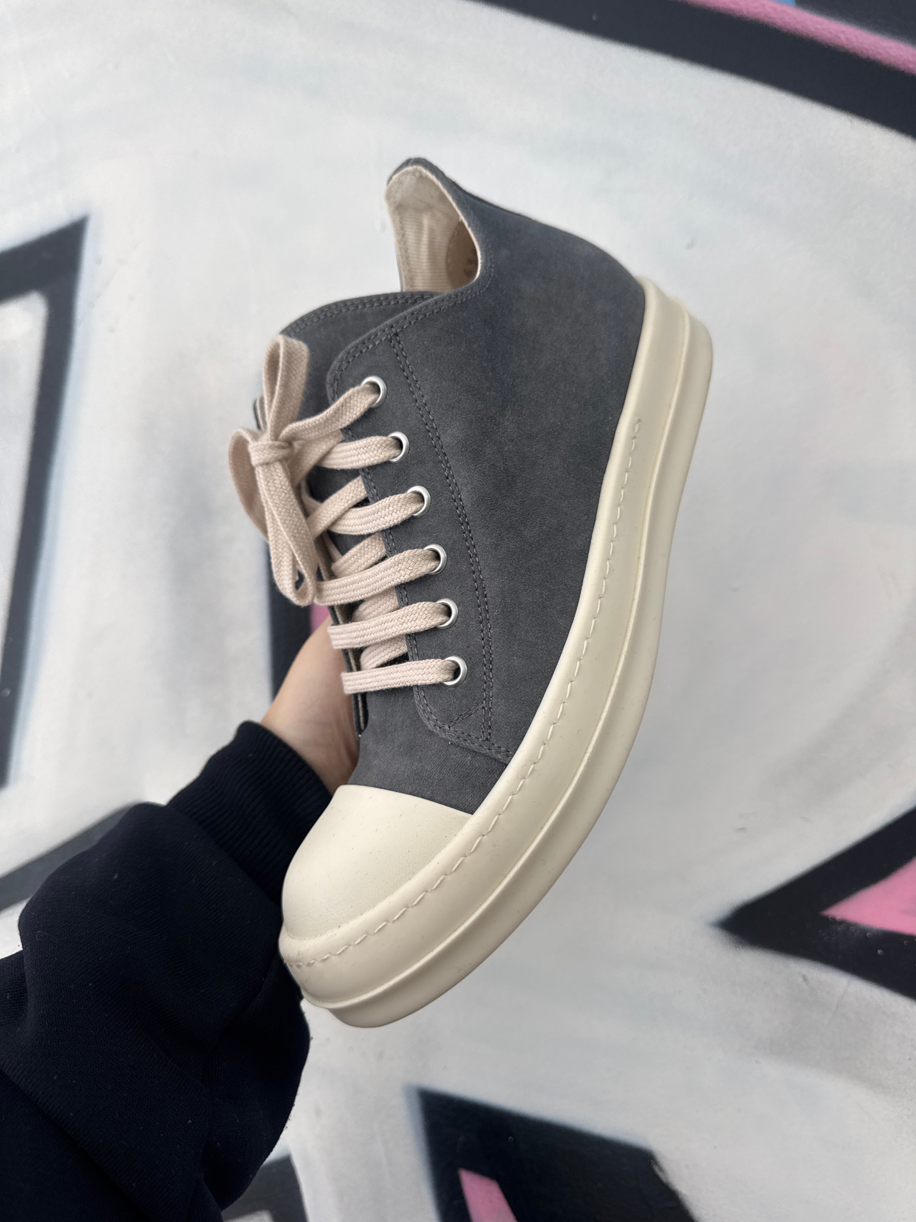 Rick Owens DRKSHDWS Low Top Stone Milk Sneakers