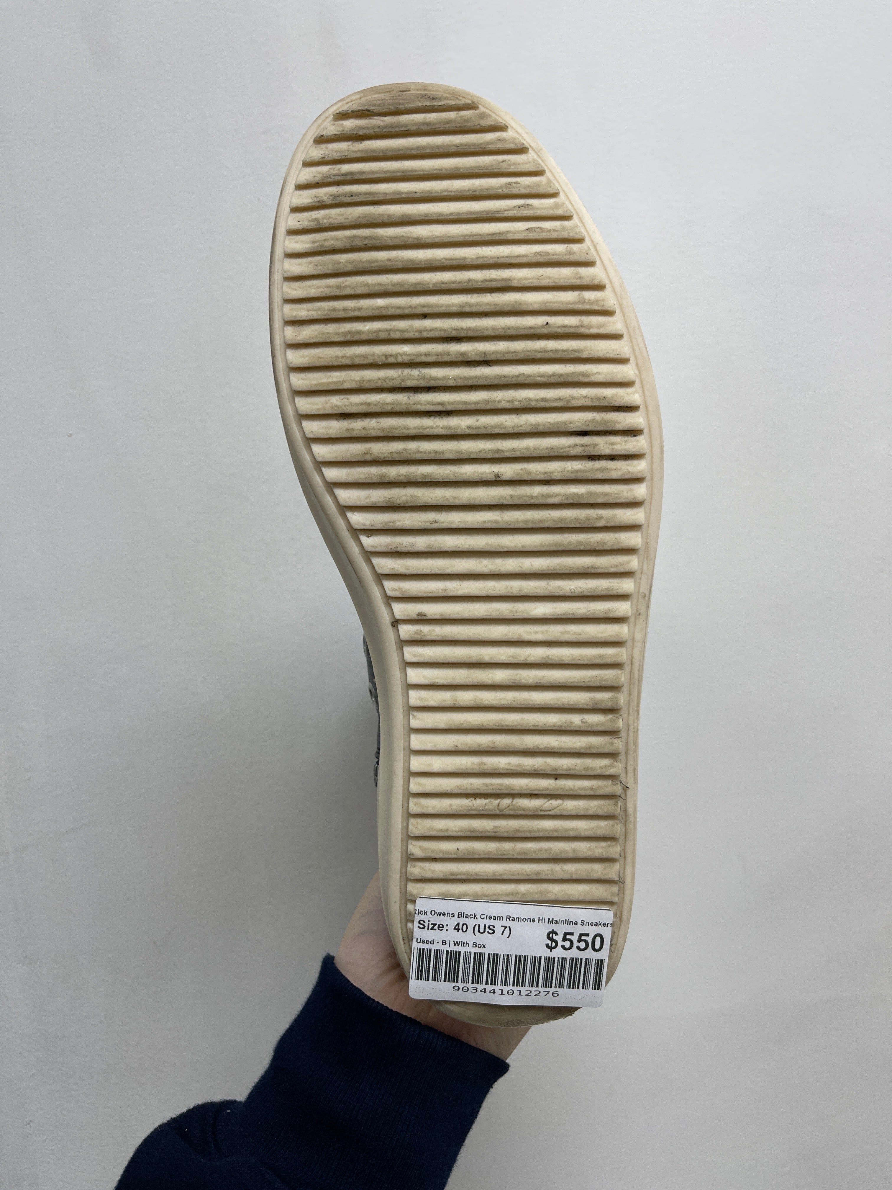 Rick Owens Black Cream Ramone Hi Mainline Sneakers