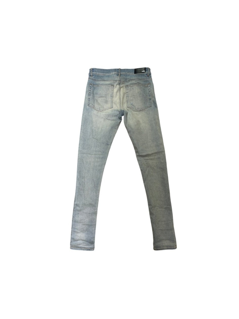Amiri "MX1" Leather Patch Light Wash & Black Jeans