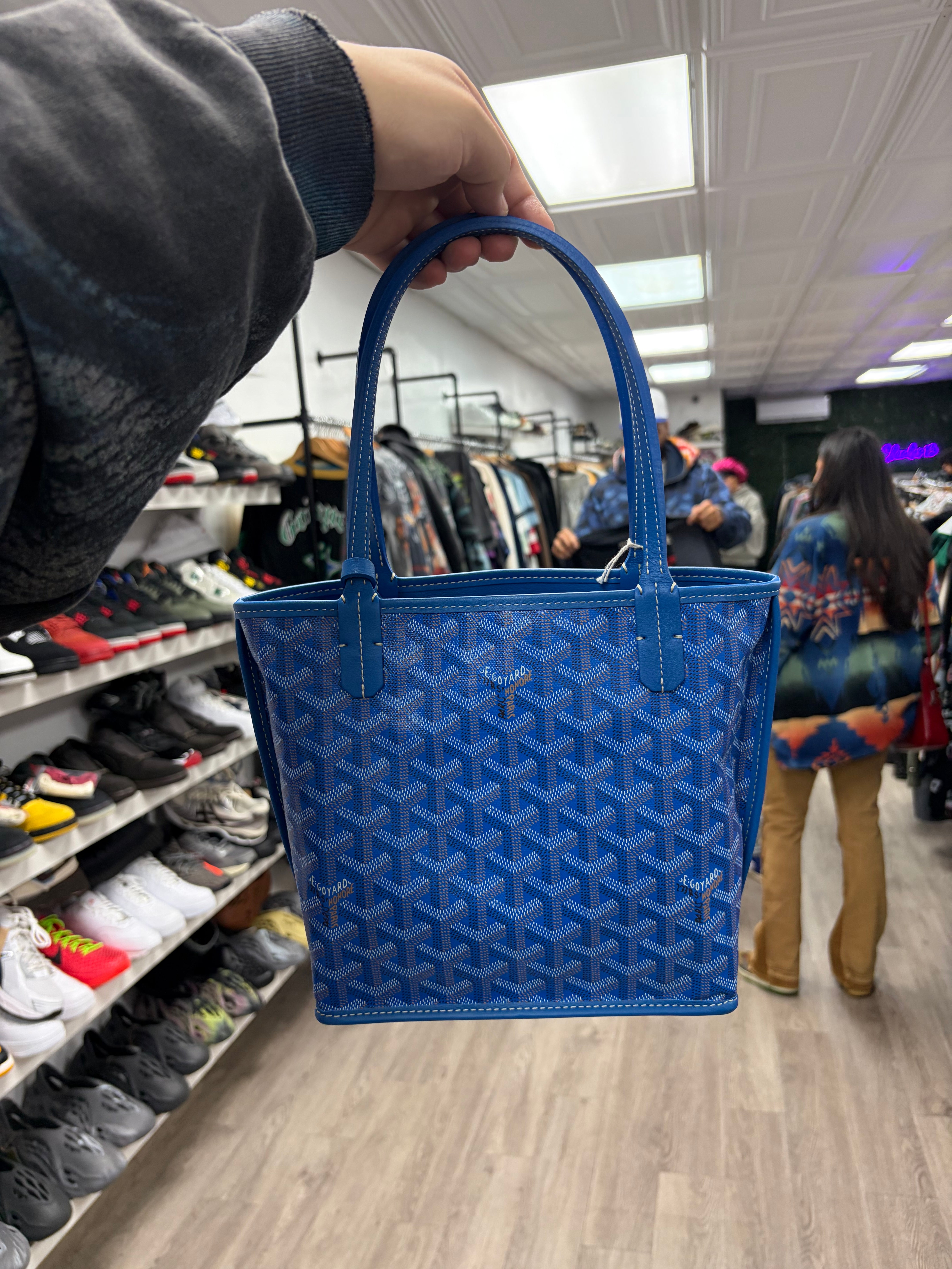 Goyard Blue Goyardine Anjou Mini Tote Bag