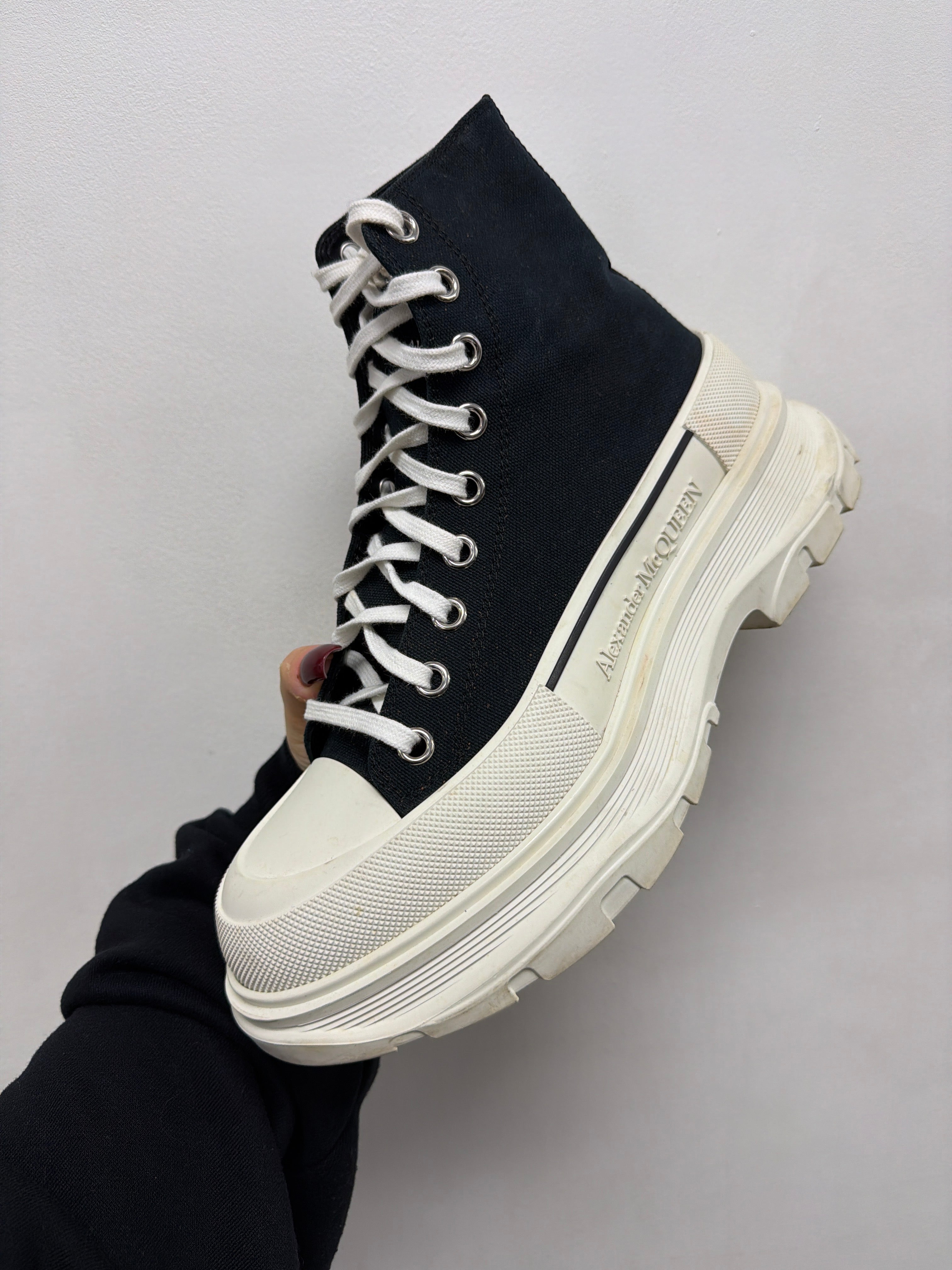 Alexander Mcqueen Black White Oversized Boots