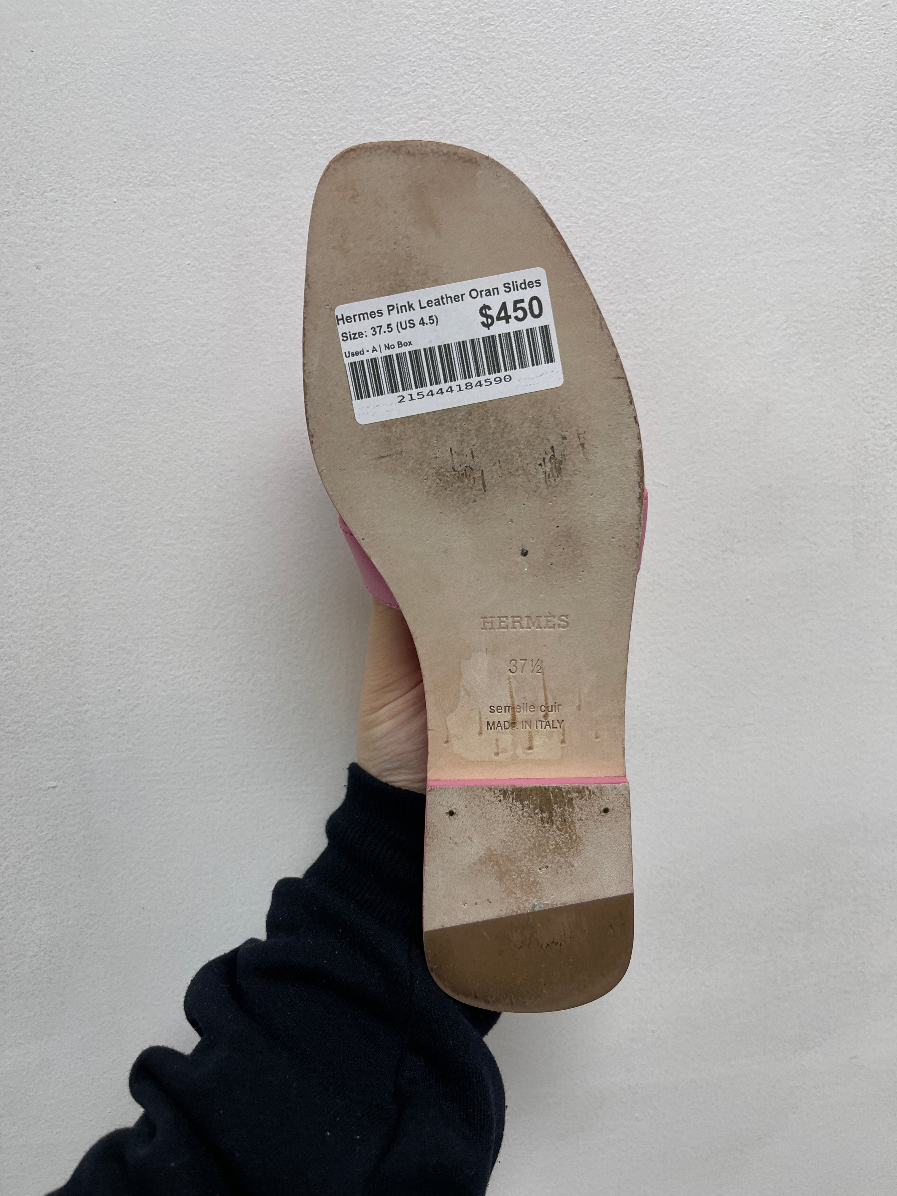 Hermes Pink Leather Oran Slides