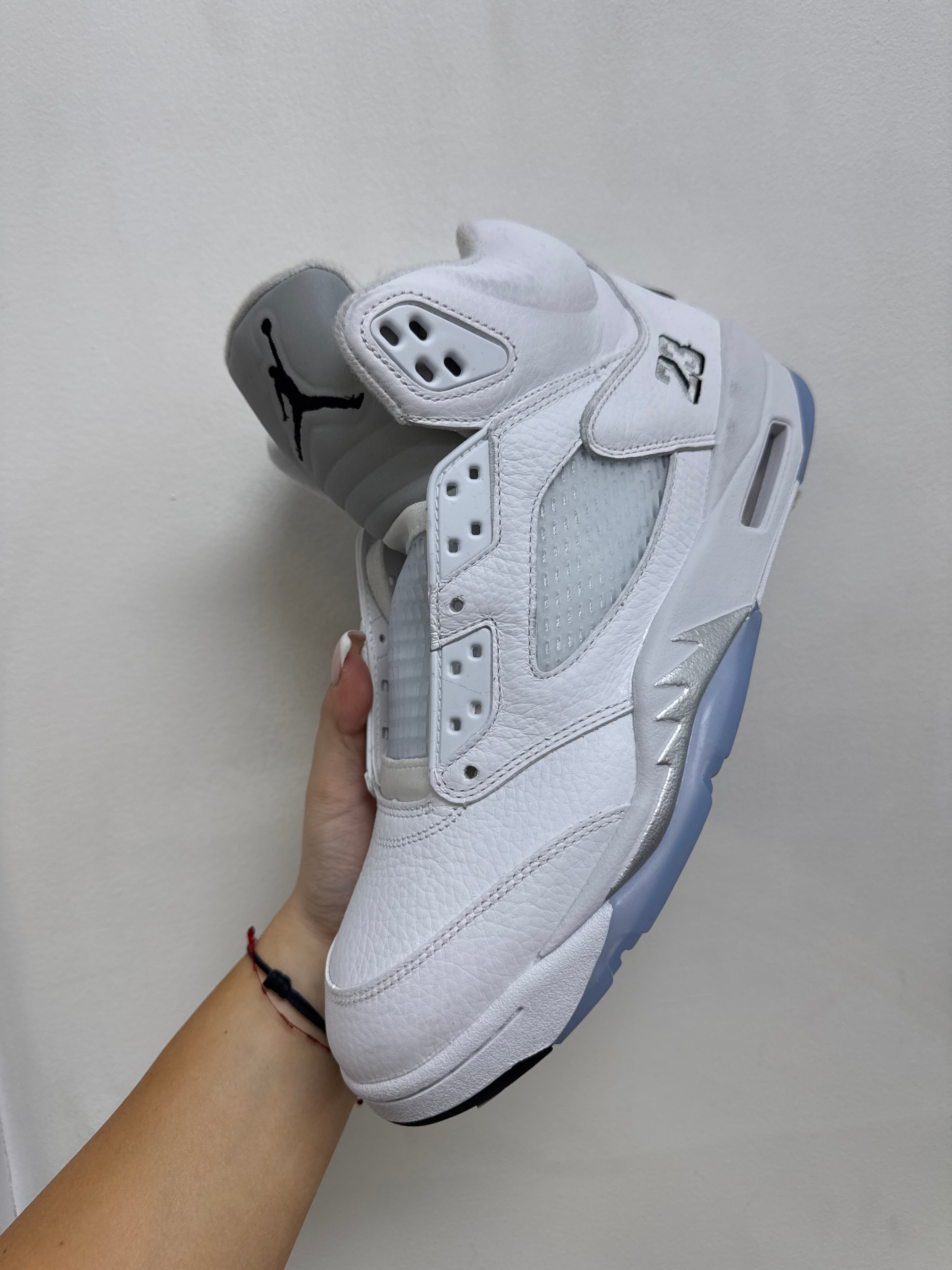 Jordan 5 White Metallic Sneakers