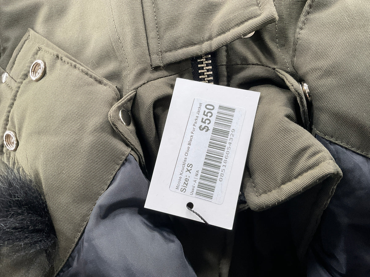 Moose Knuckles Olive Black Fur Parka Jacket