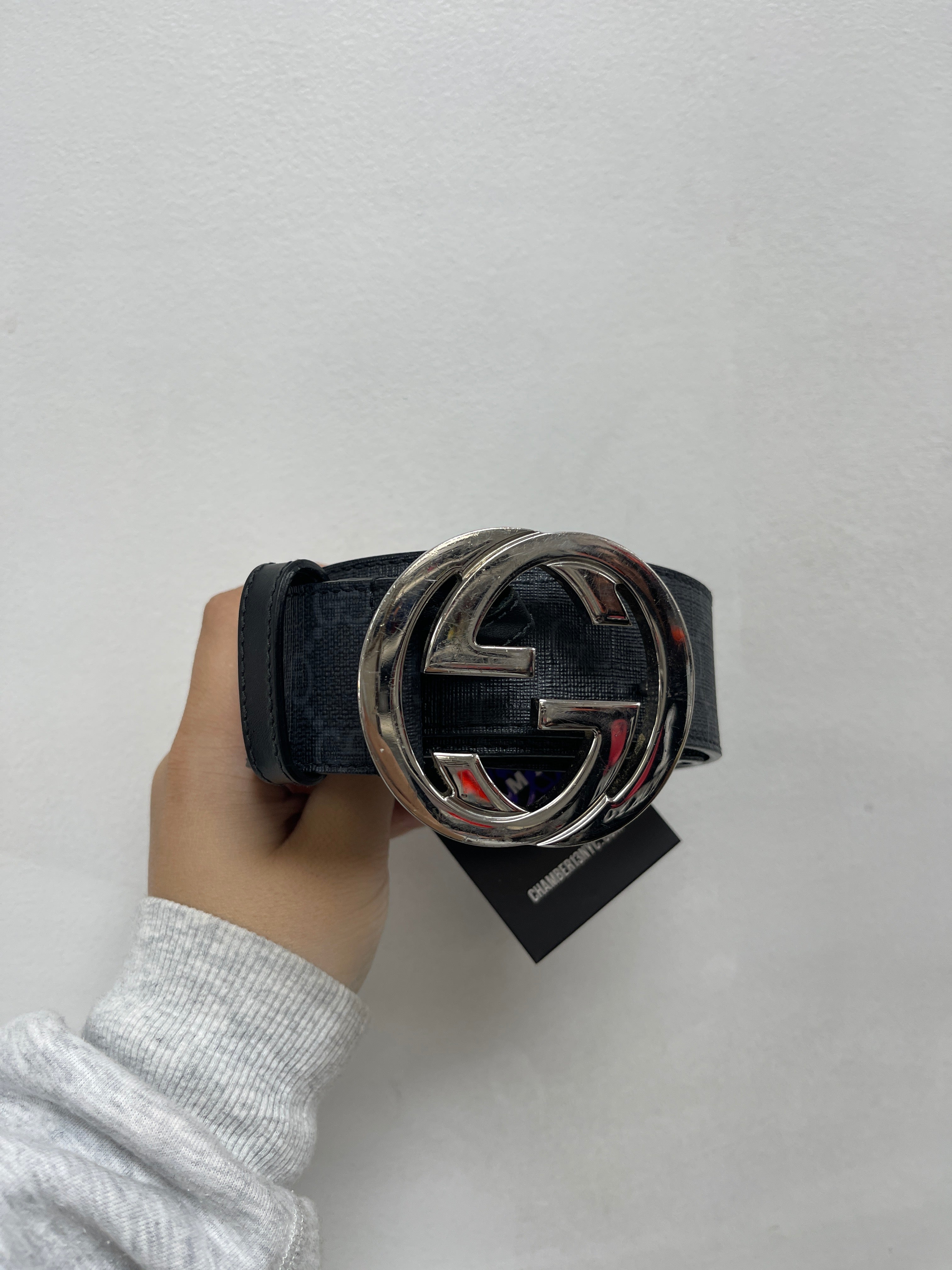 Gucci Black Monogram Belt