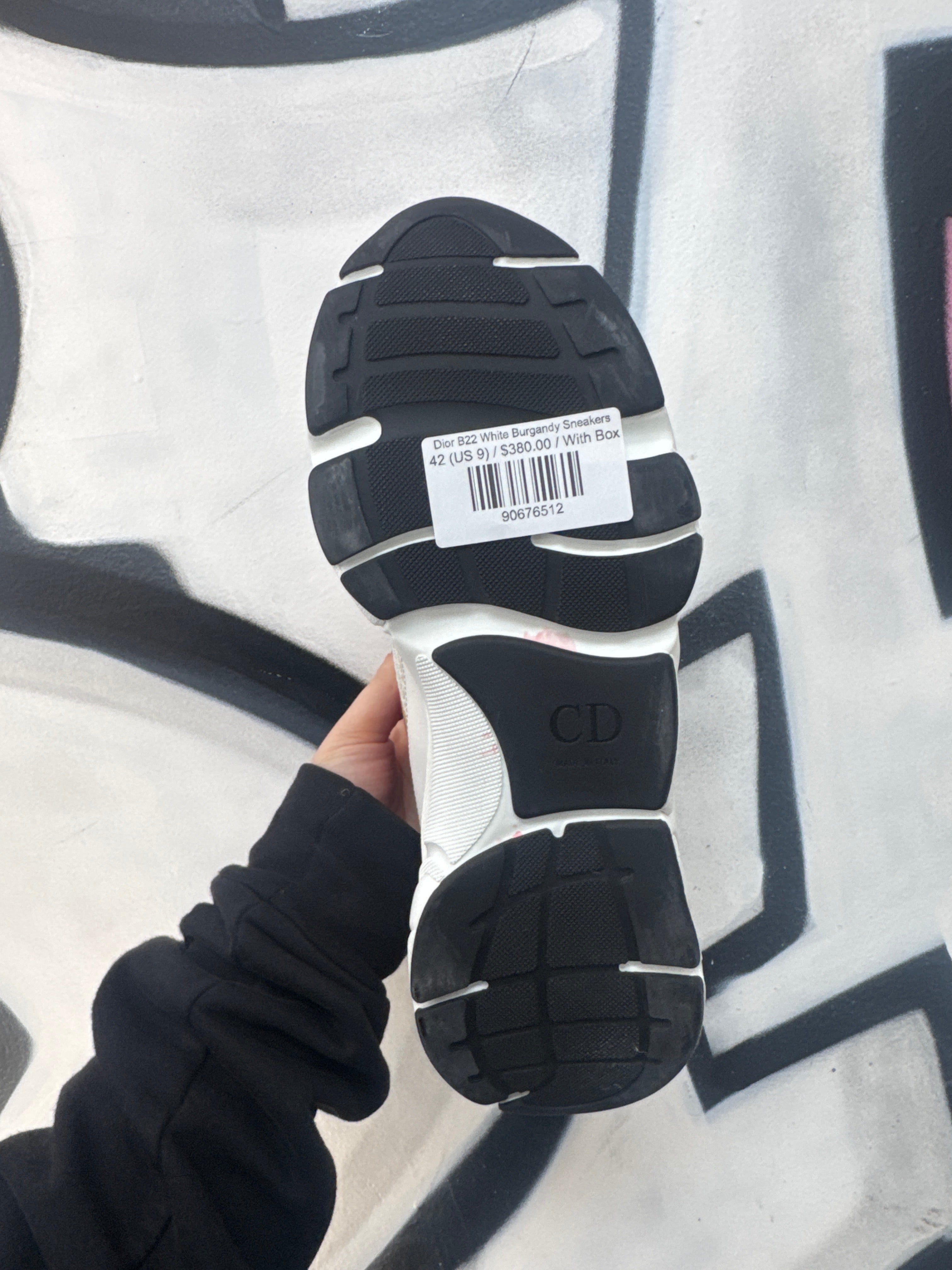 Dior B22 White Burgandy Sneakers