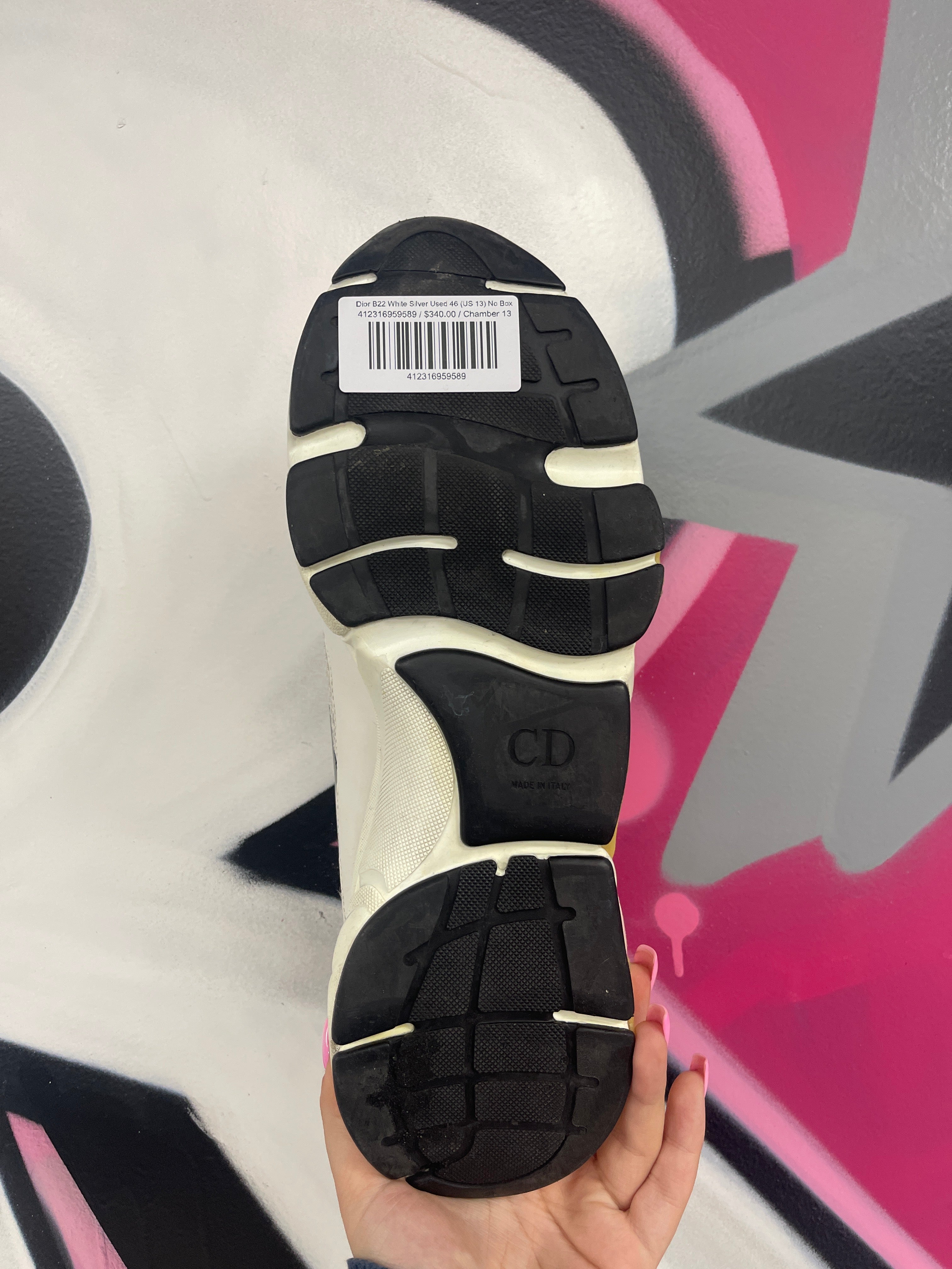 Dior B22 White Silver Used 46 (US 13) No Box