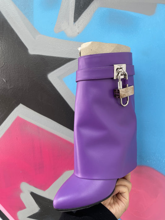 Givenchy Shark Lock Ankle Purple Boots