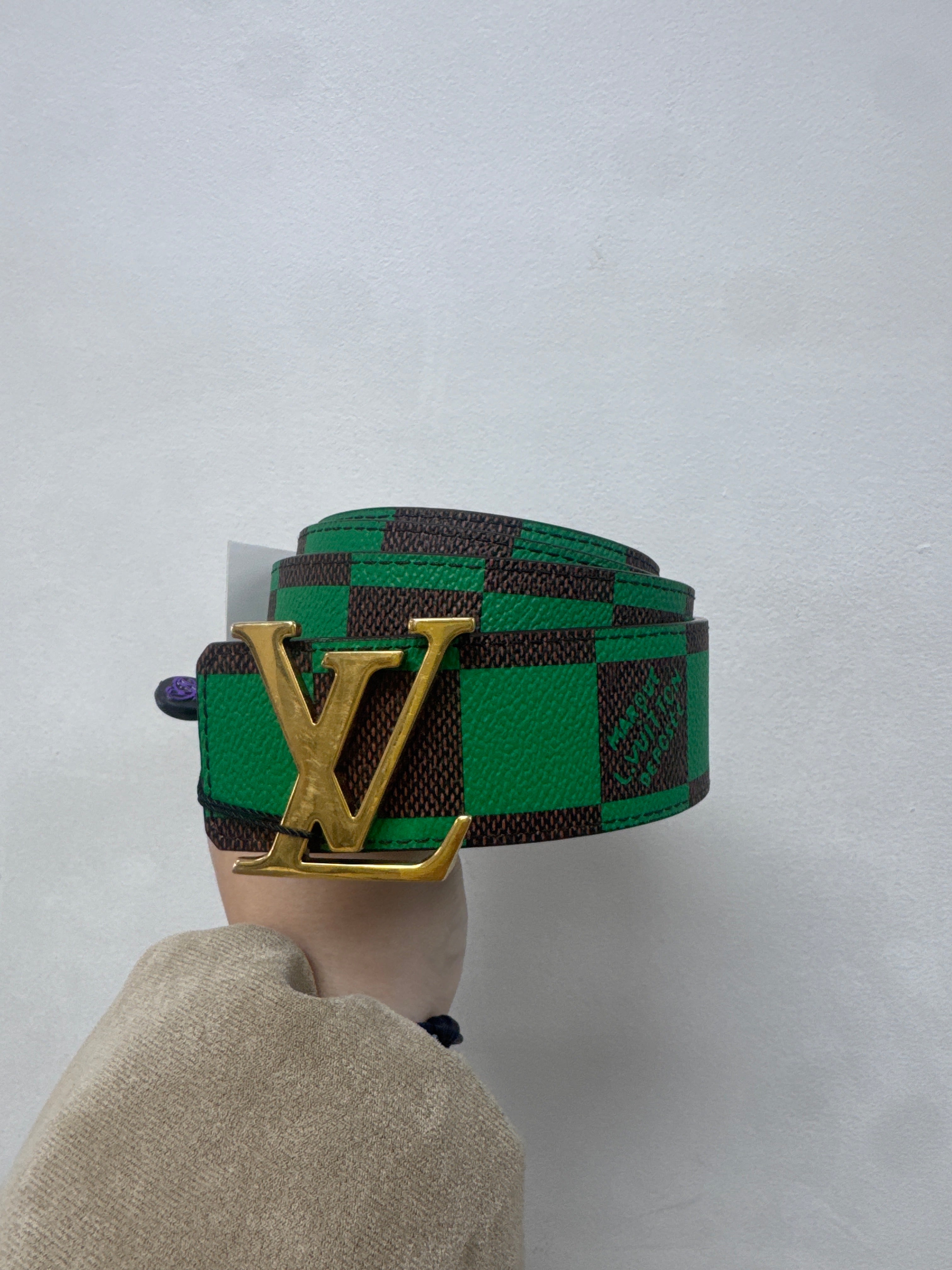 Louis Vuitton Green Brown Damier Monogram (95-38) Belt