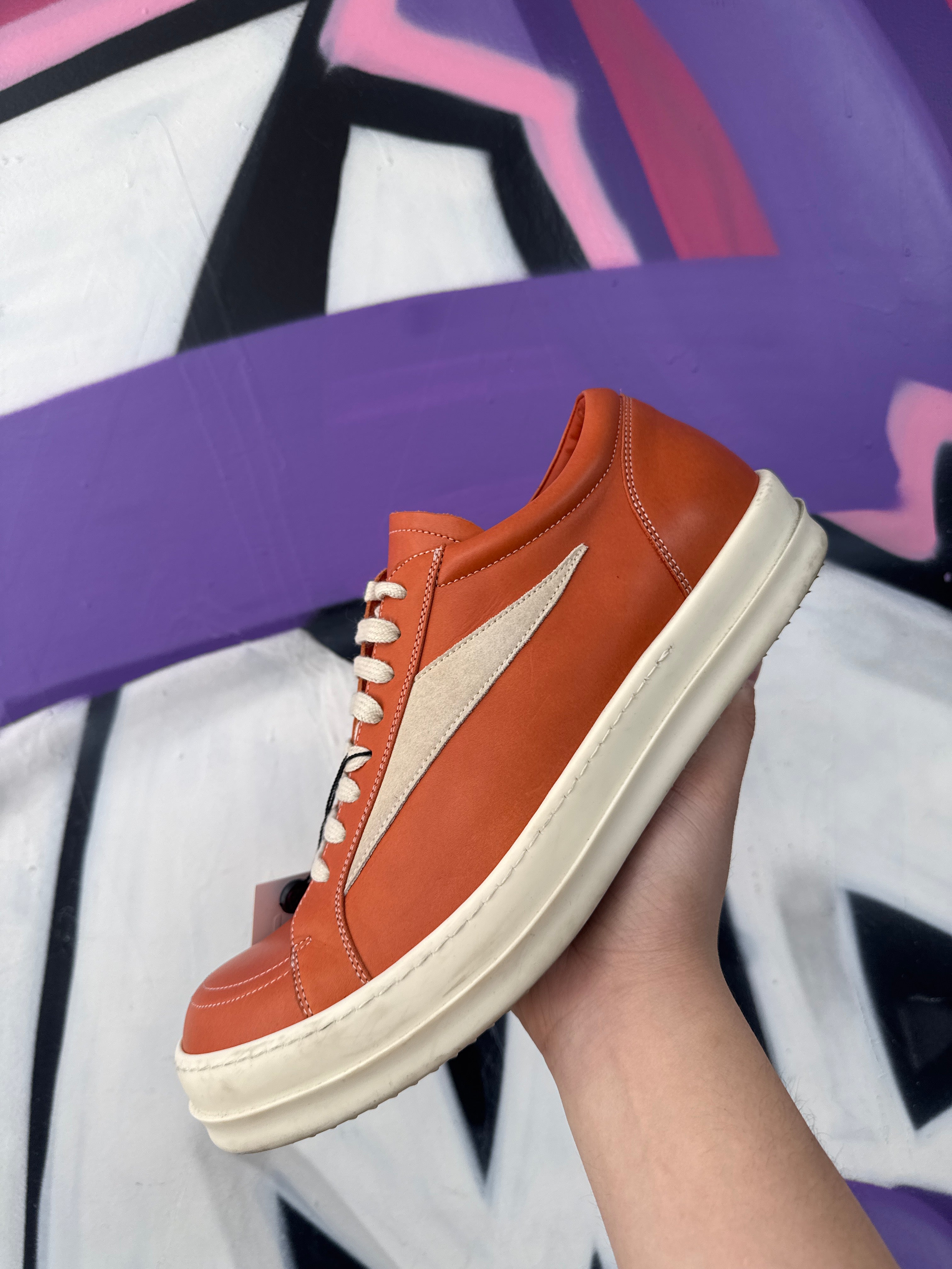 Rick Owens Orange Pearl Milk Vintage Mainline Sneakers