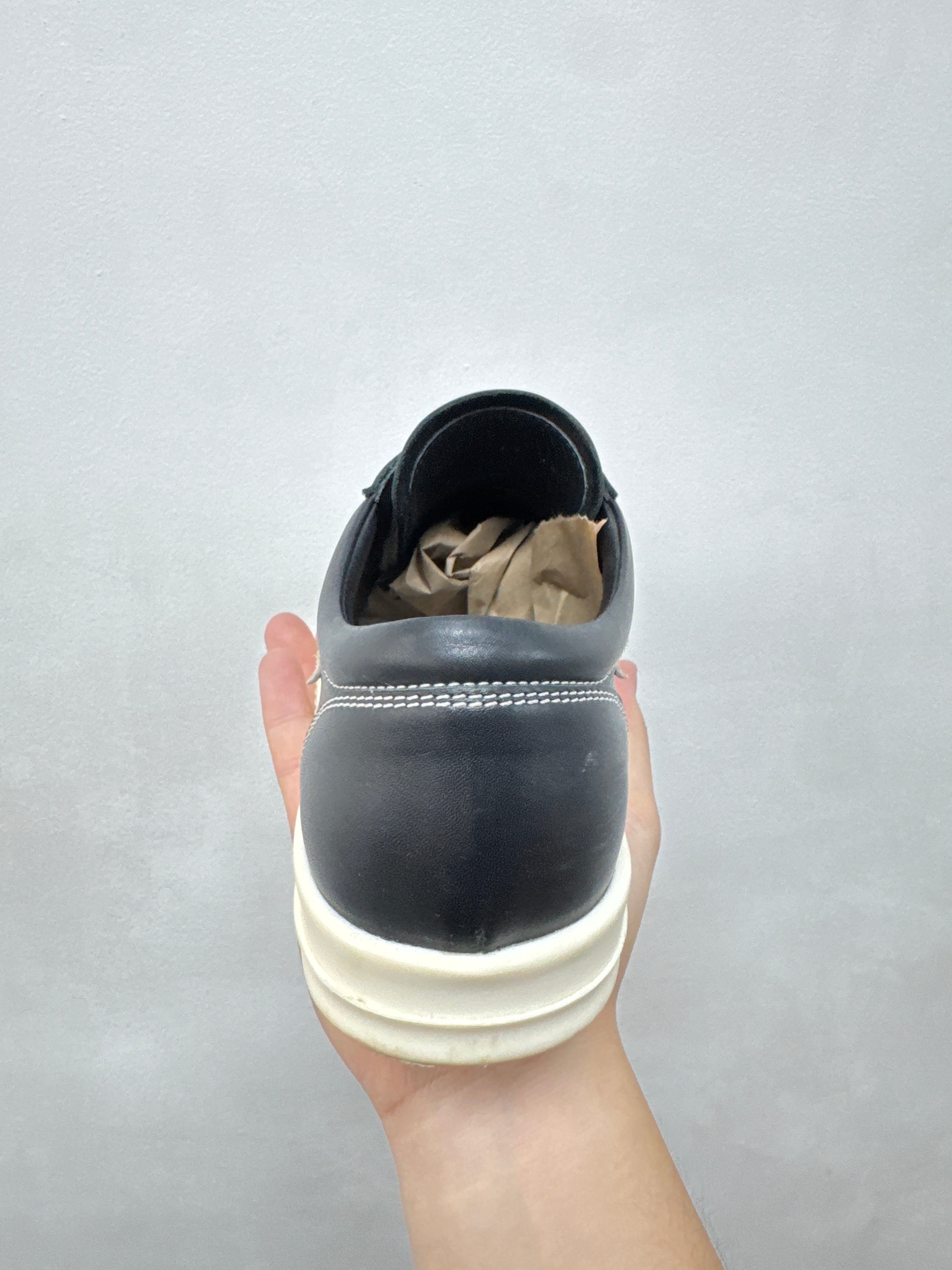 Rick Owens Black Milk Mainline Vintage Sneakers
