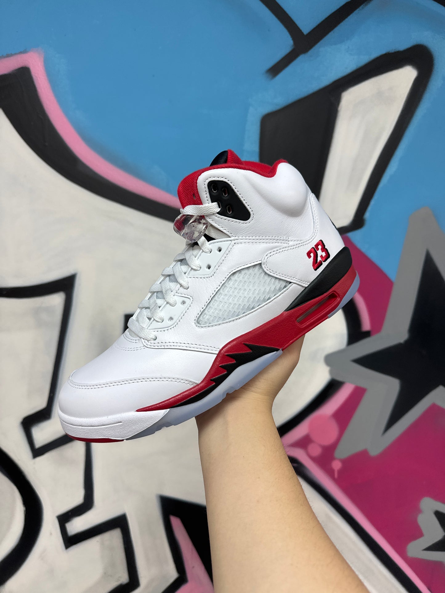 Nike Jordan 5 Fire Red Black Tongue Sneakers