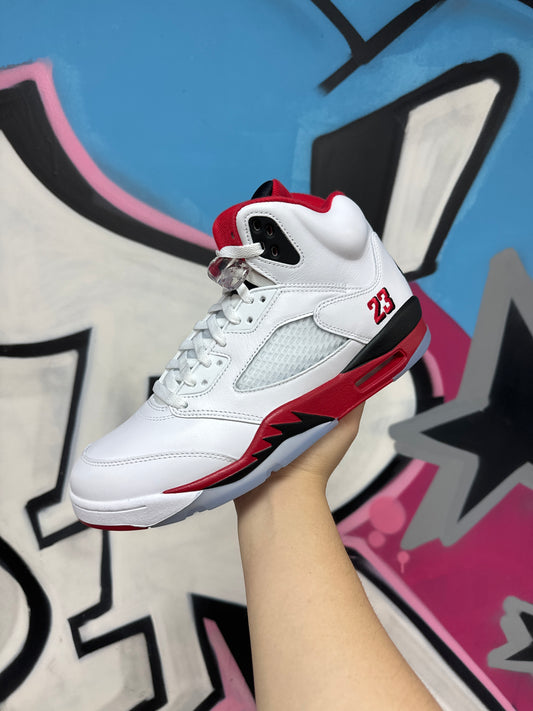 Nike Jordan 5 Fire Red Black Tongue Sneakers