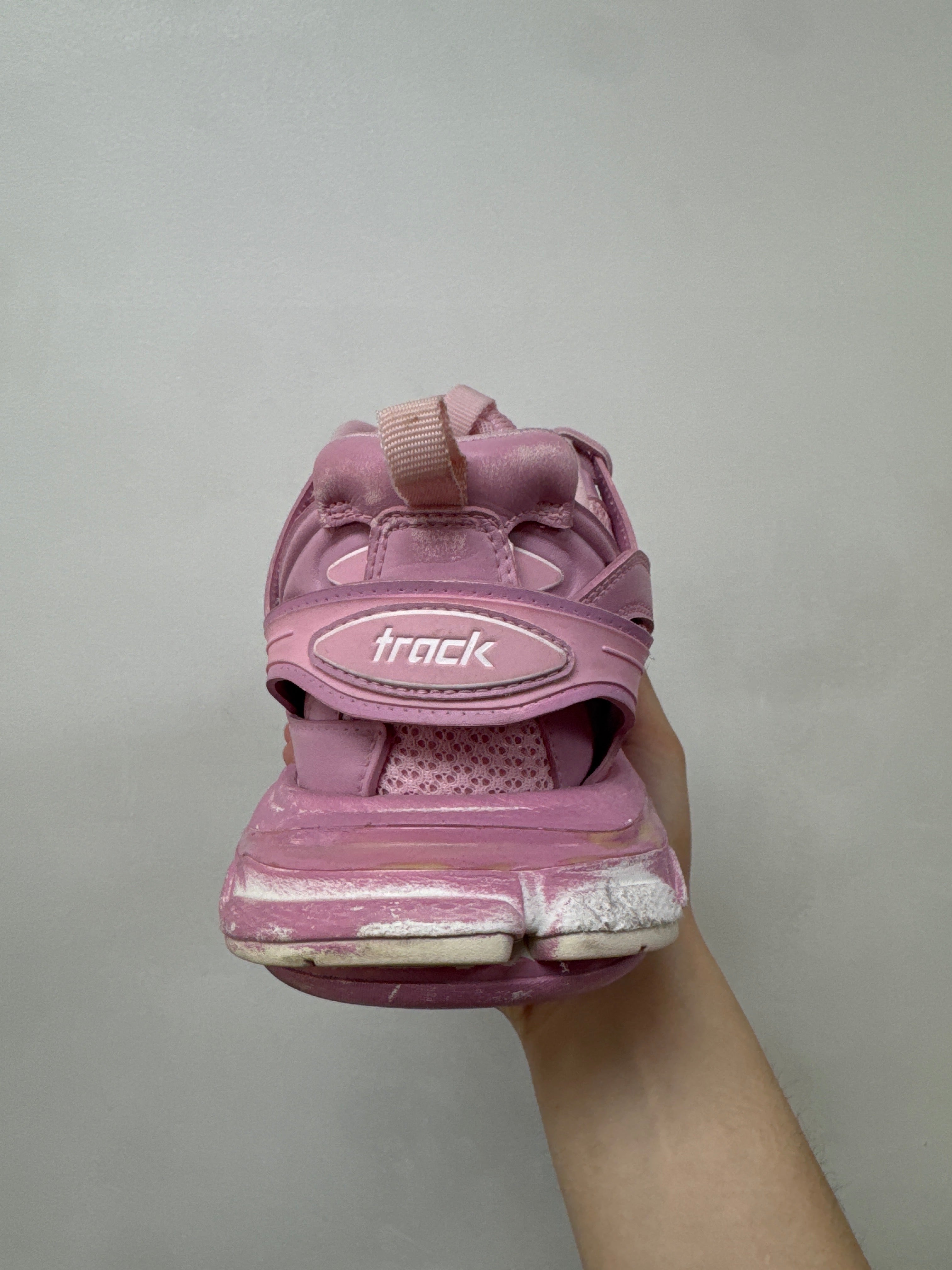 Balenciaga Pink Distressed Track Sneakers