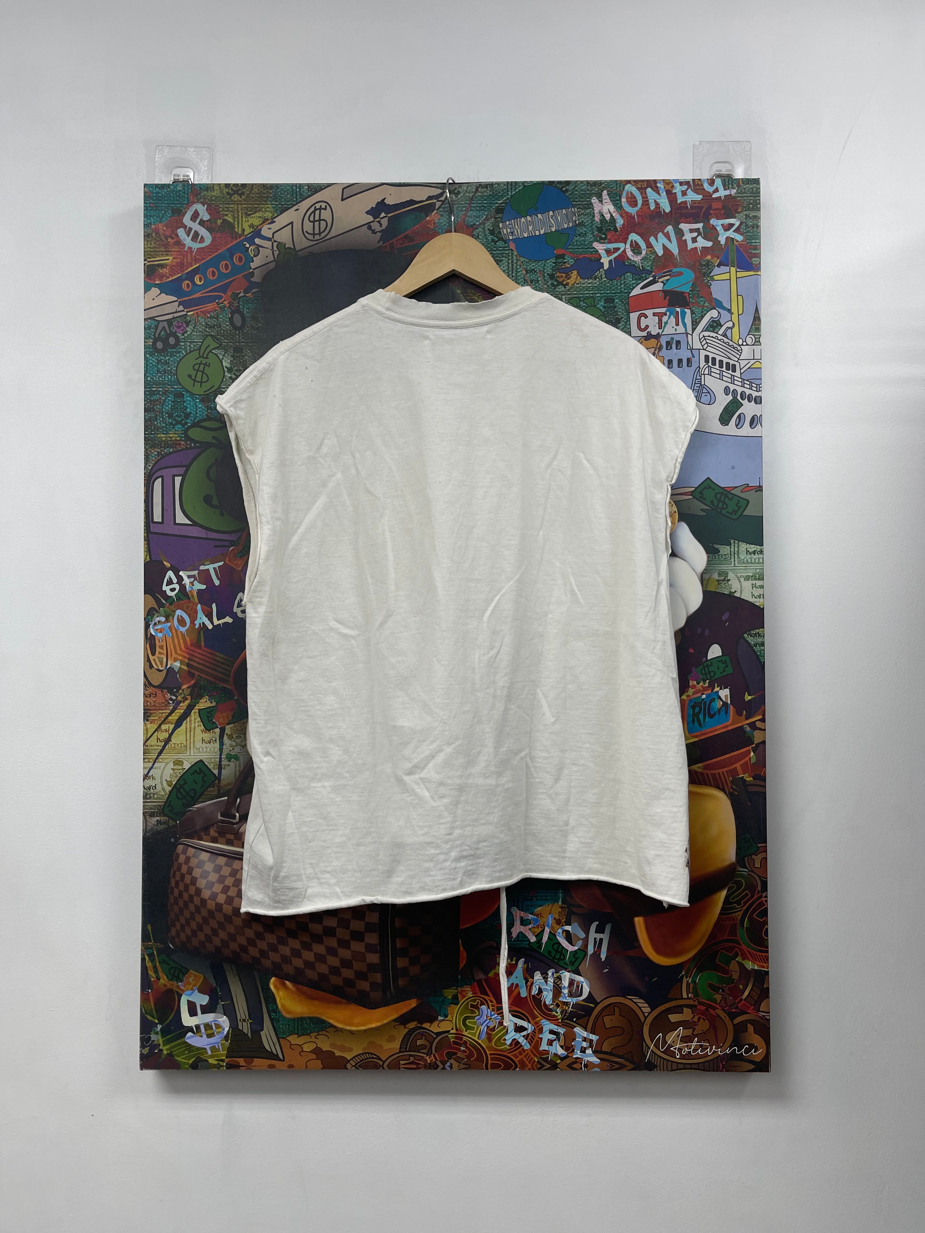 Satoshi Nakamoto White Purple Globe Of Death Sleeveless Tee