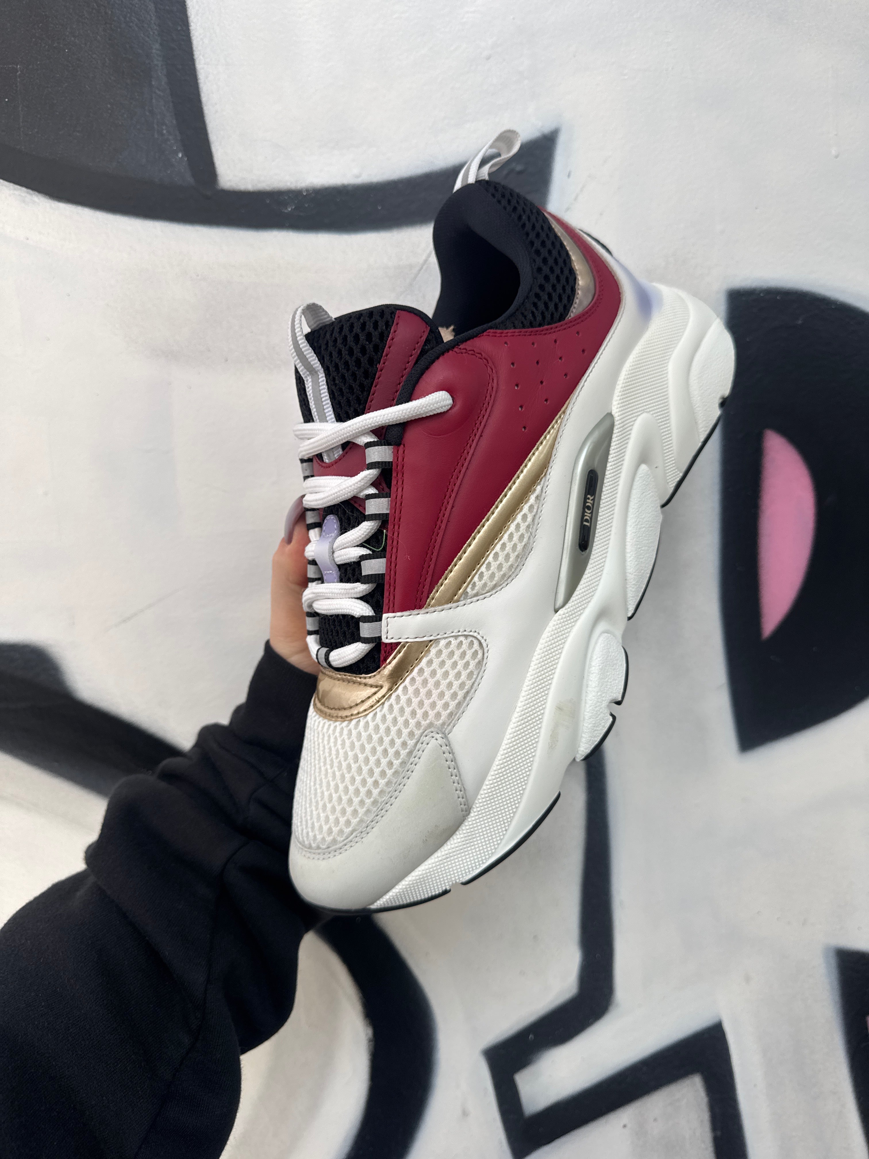 Dior B22 White Burgandy Sneakers