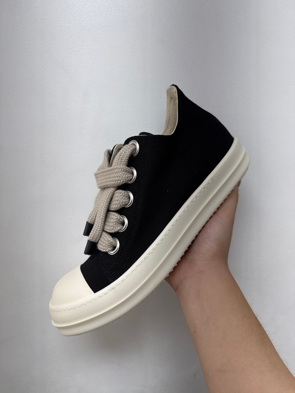 Rick Owens Black & Milk DRKSHDW Jumbo Lace Ramone Low Sneakers