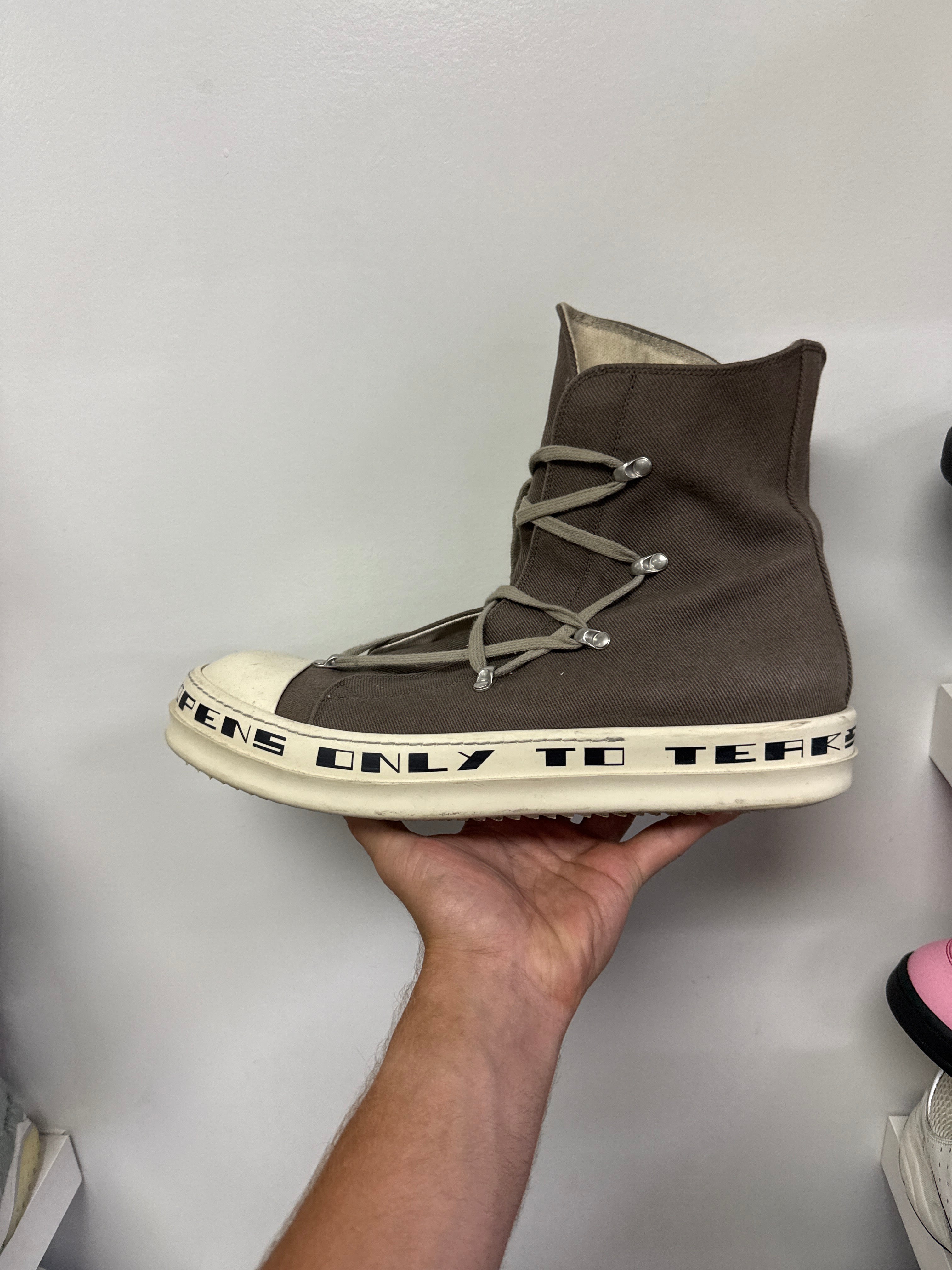 Rick Owens Dust Milk Hexa Lace High Sneakers