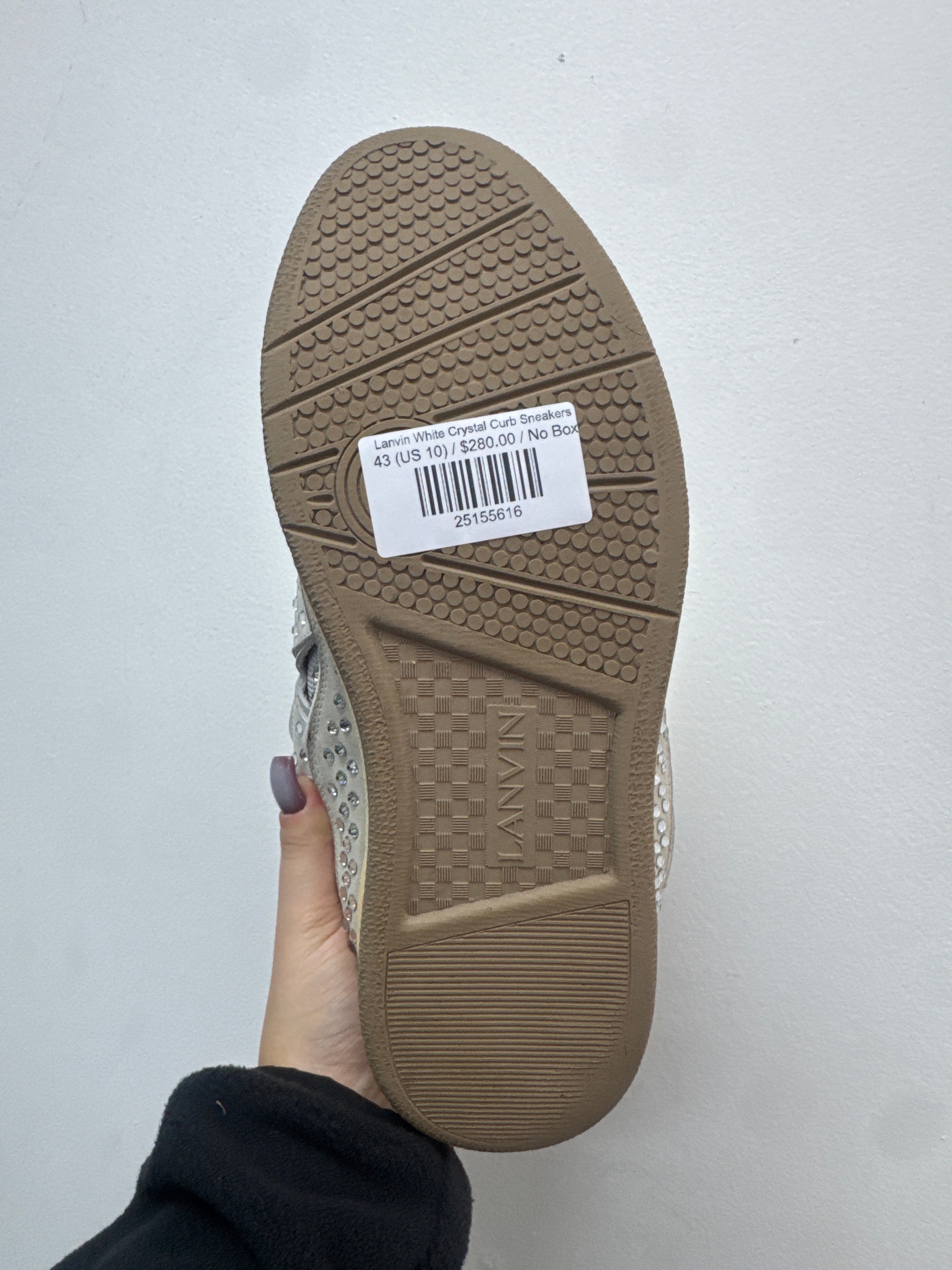 Lanvin White Crystal Curb Sneakers