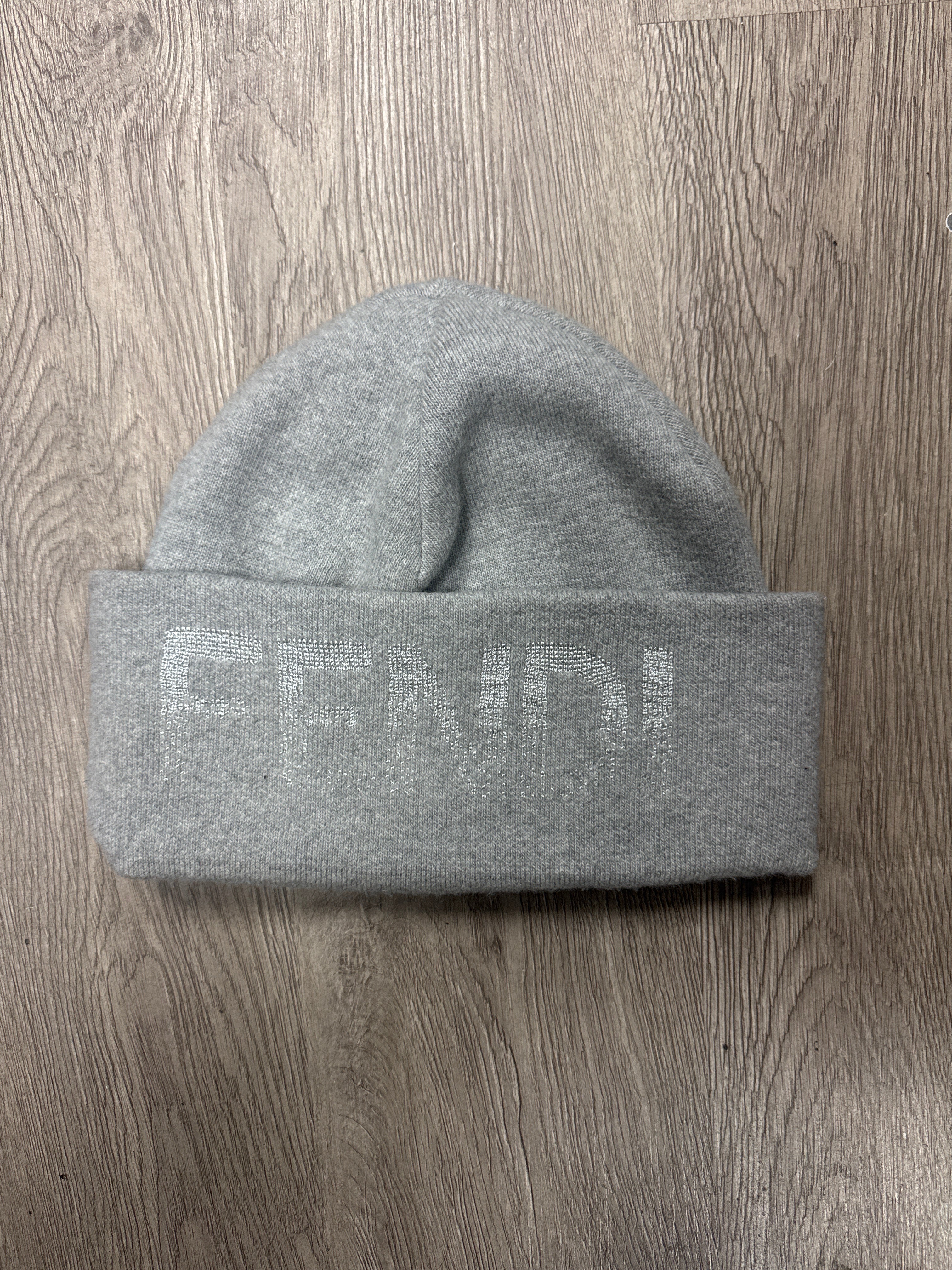 Fendi Grey Silver Drip Beanie